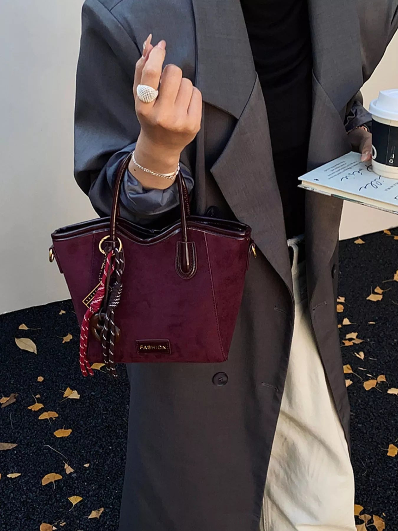 Suede Leather Strap Tote Bag - PBNJ FASHIONS