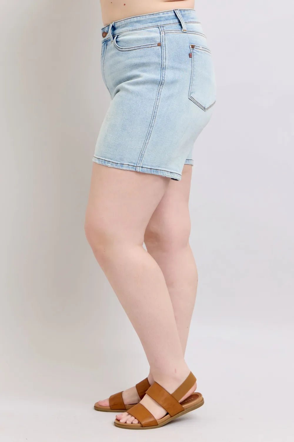 Judy Blue Full Size 2 Button Denim Shorts with Pockets Plus Size - PBNJ FASHIONS