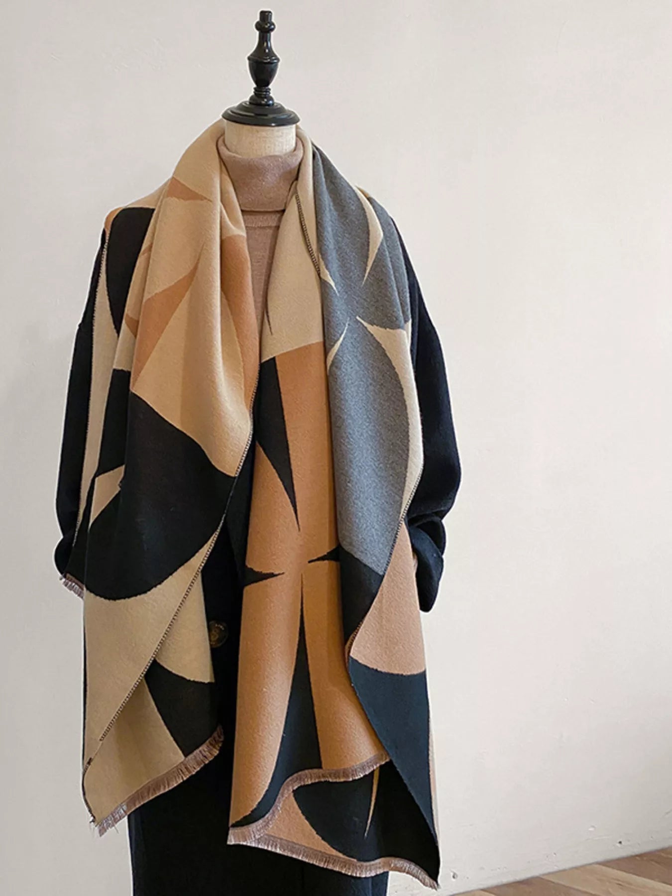 Contrast Raw Hem Scarf - PBNJ FASHIONS