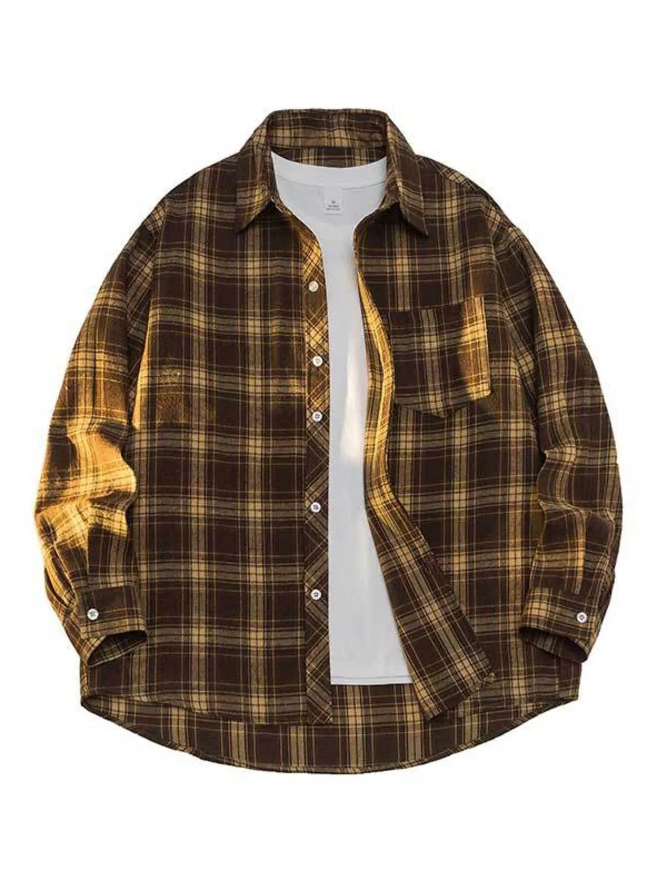 Men's Full Size Plaid Button Up Shirt Plus Size - PBNJ FASHIONS