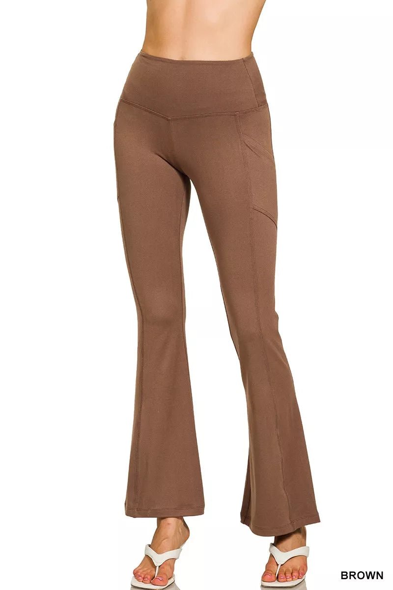 Zenana Brushed Dty Microfiber Flare Pants - PBNJ FASHIONS