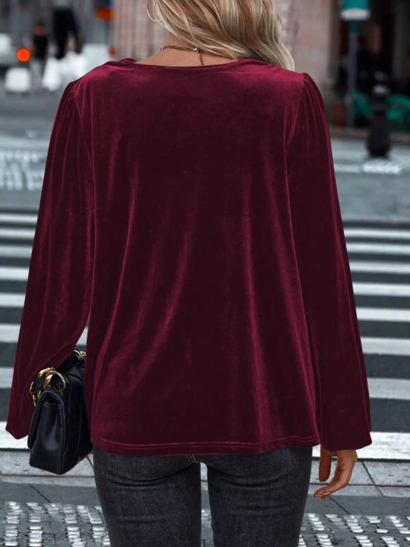 Full Size Velvet Cowl Neck Blouse Plus Size - PBNJ FASHIONS