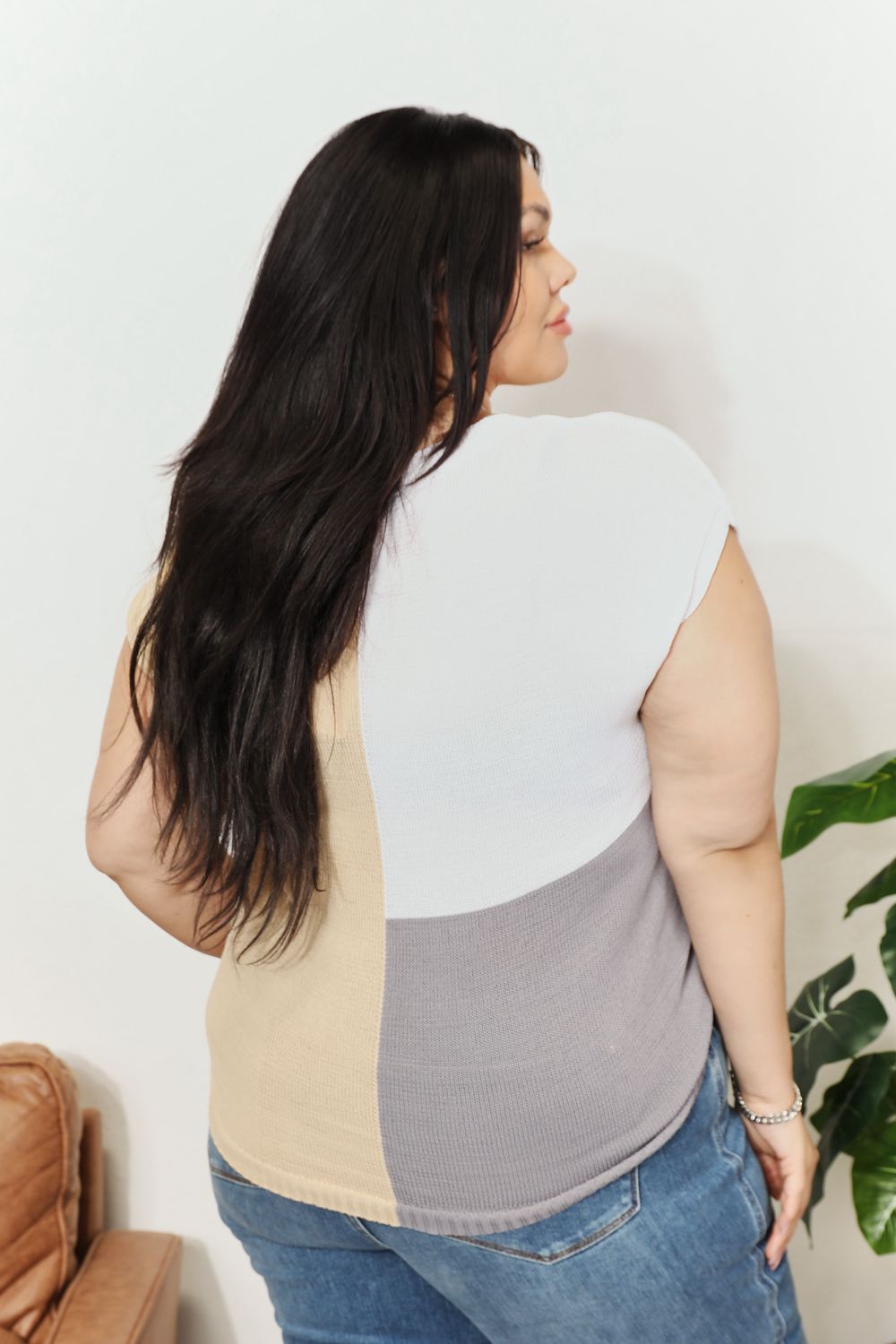 Color Block V - Neck Knit Top - PBNJ FASHIONS