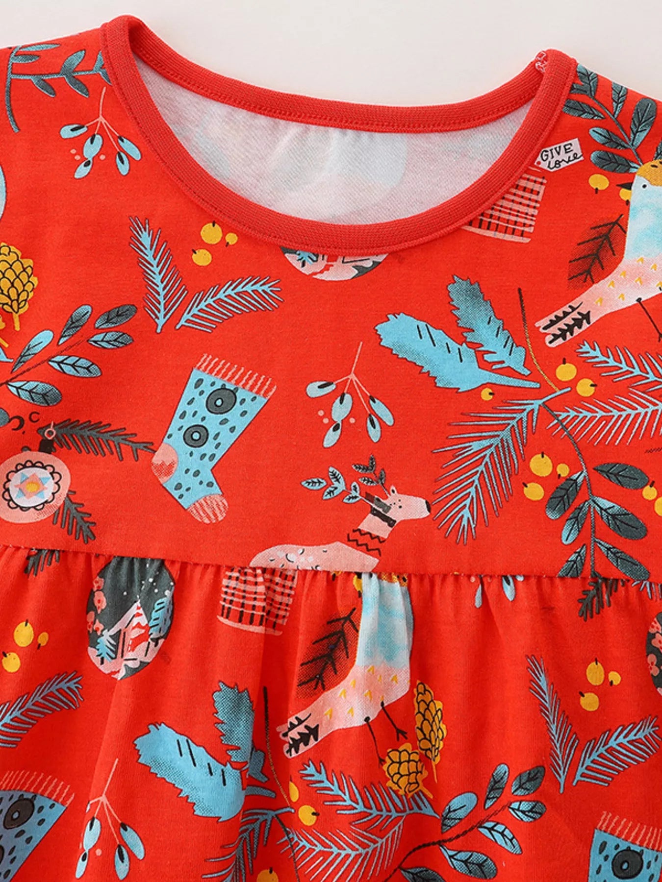Children's Christmas Print Long Sleeve Dress - PBNJ FASHIONS
