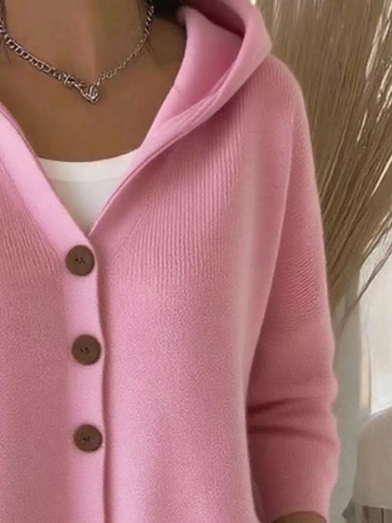 Full Size Hooded Button - Down Knit Cardigan Plus Size - PBNJ FASHIONS