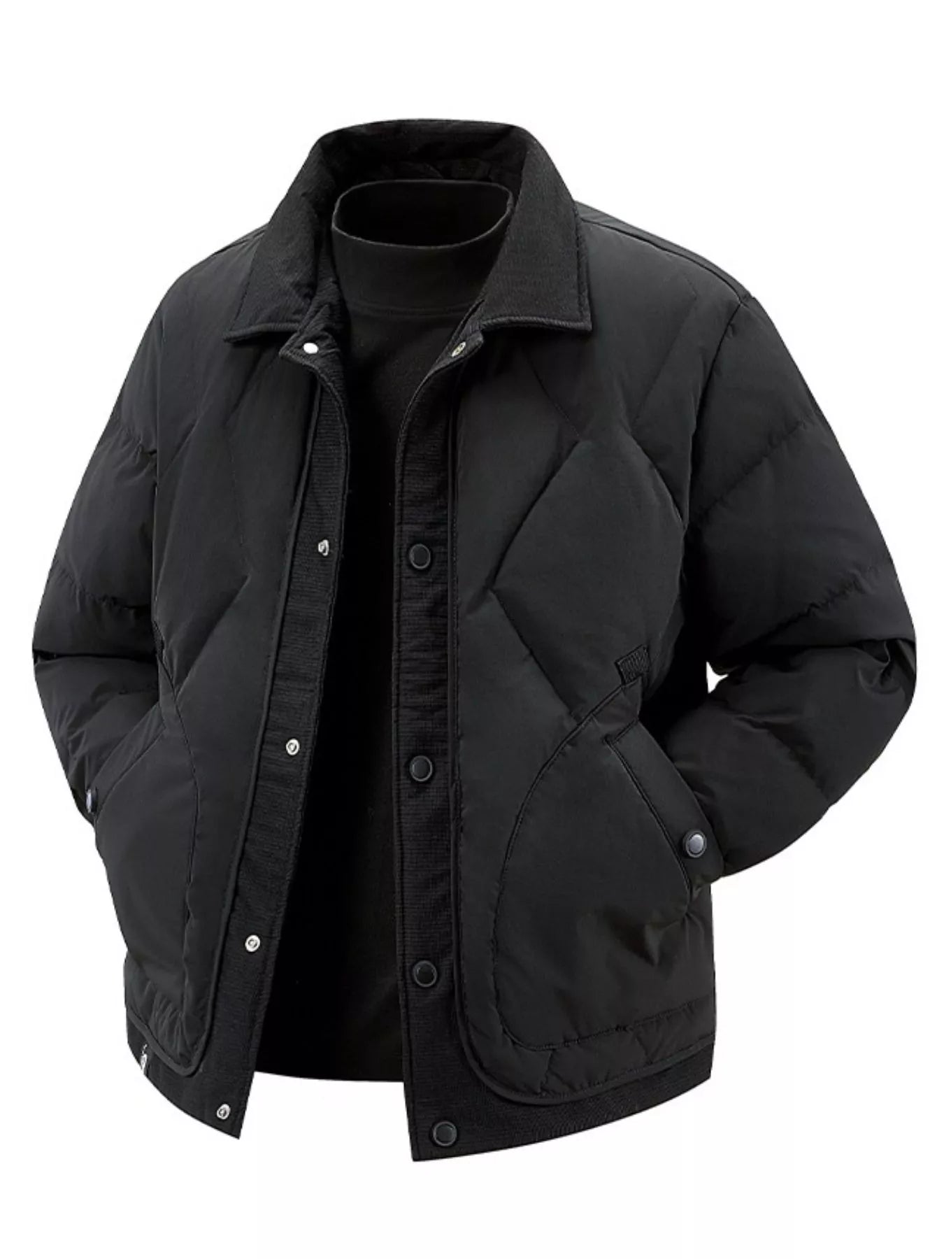 Men's Plus Size Quilted Snap - Down Padded Coat - PBNJ FASHIONS