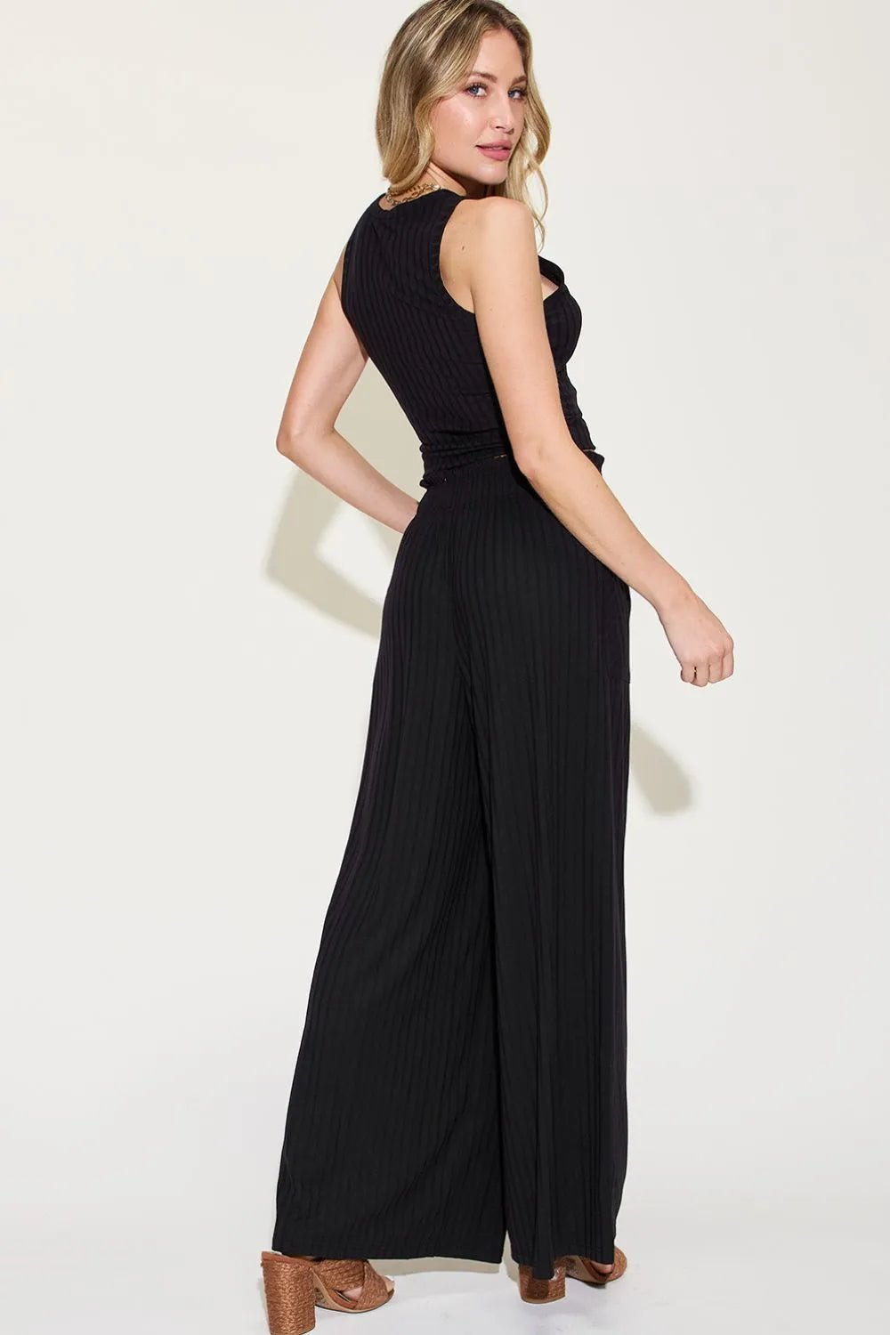 Basic Bae Full Size Ribbed Tank and Wide Leg Pants Set - PBNJ FASHIONS