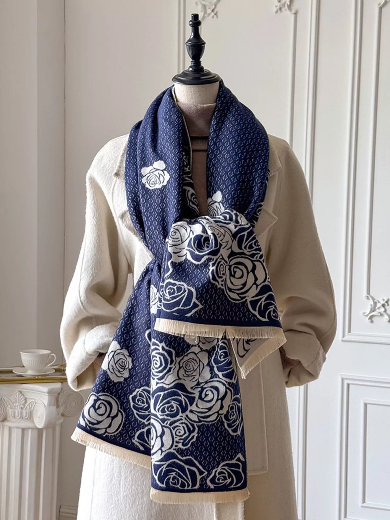 Rose Pattern Warm Scarf - PBNJ FASHIONS