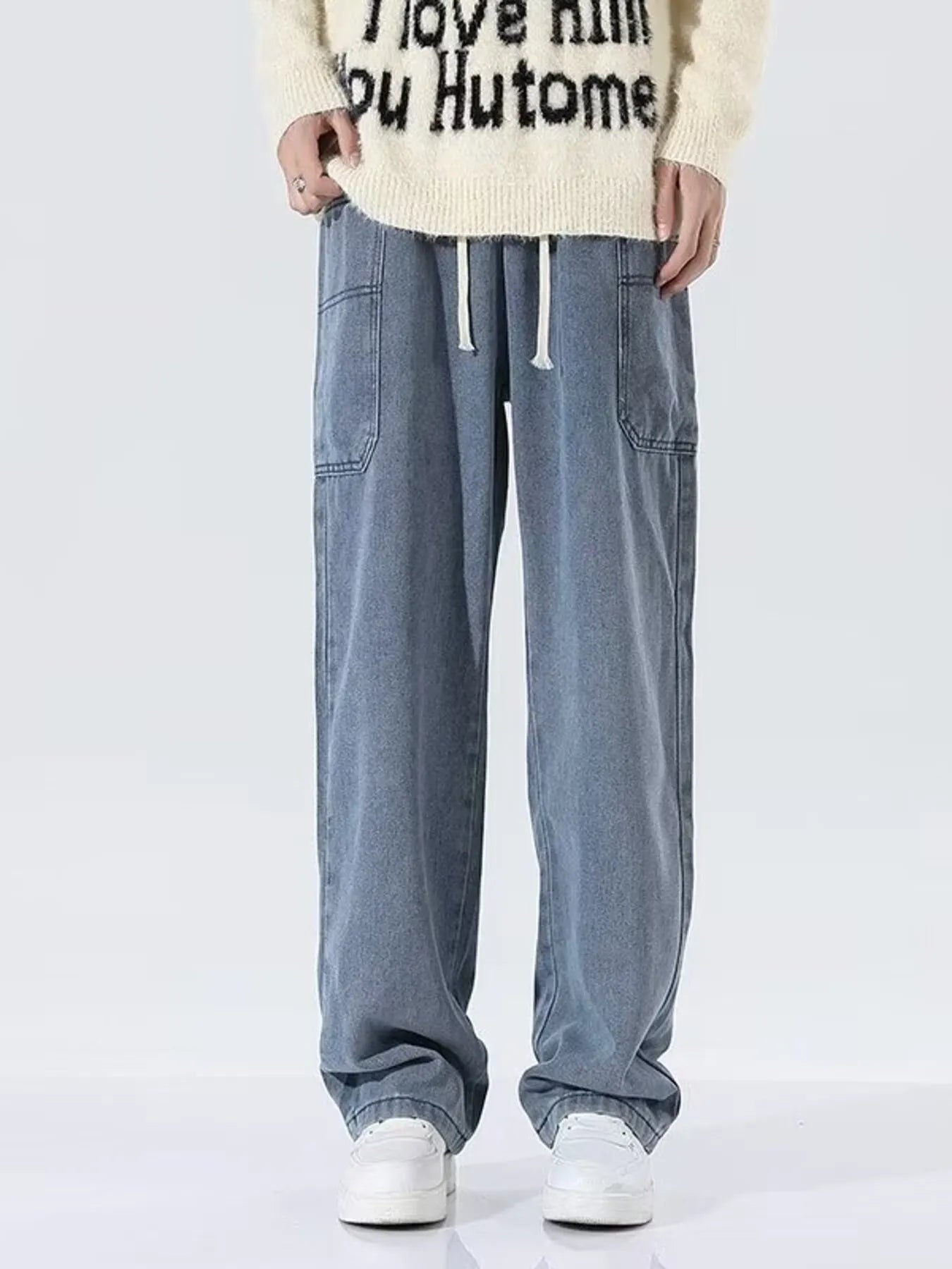 Men's Full Size Drawstring Wide Leg Jeans Plus Size - PBNJ FASHIONS