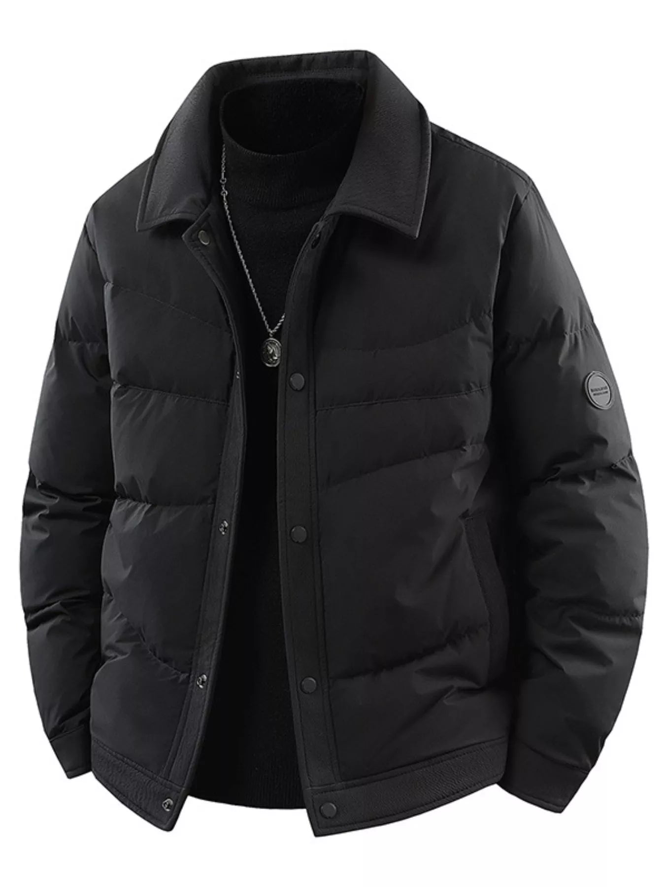 Men's Plus Size Snap Down Puffer Jacket - PBNJ FASHIONS