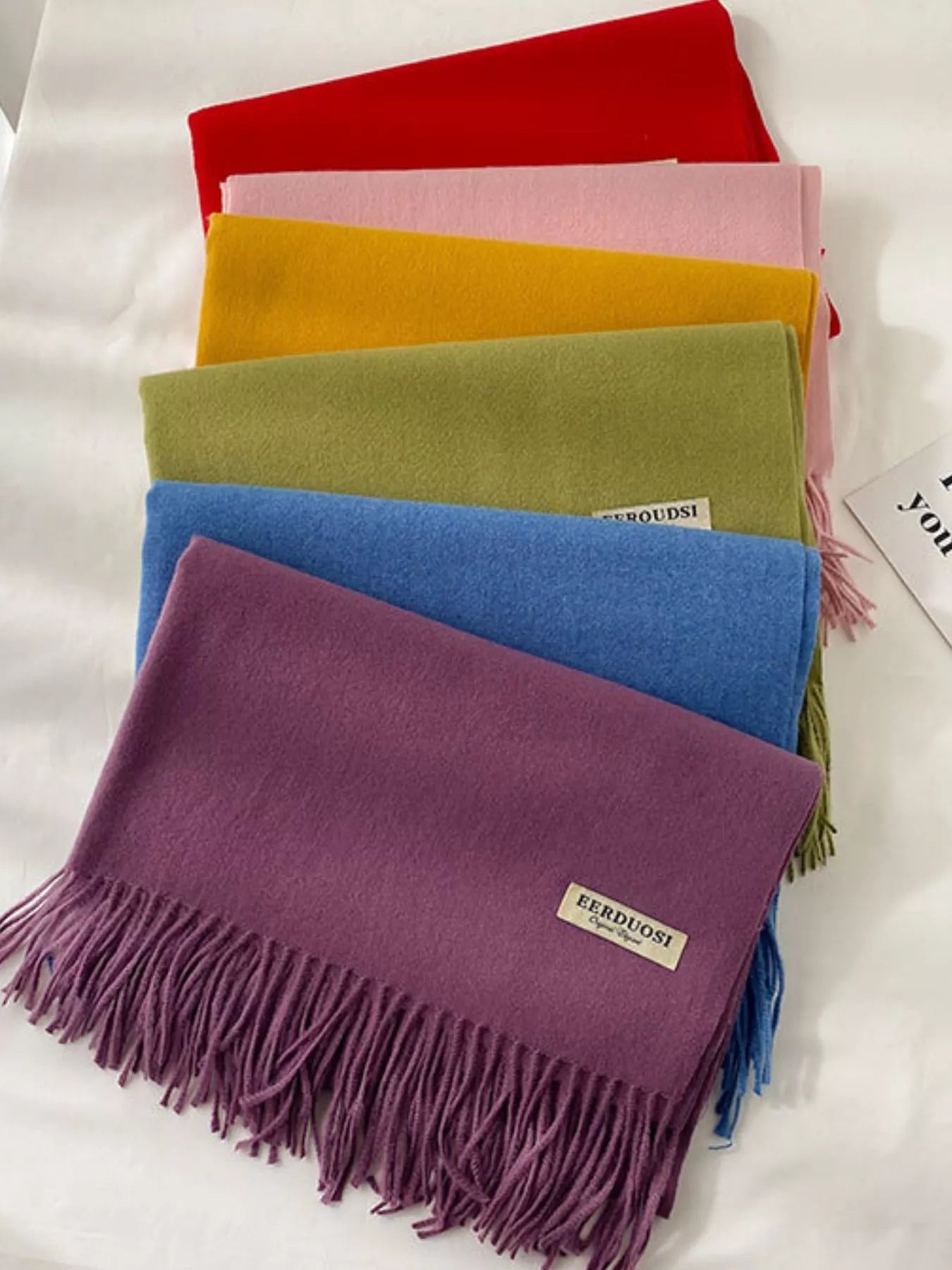 Fringe Solid Color Scarf - PBNJ FASHIONS
