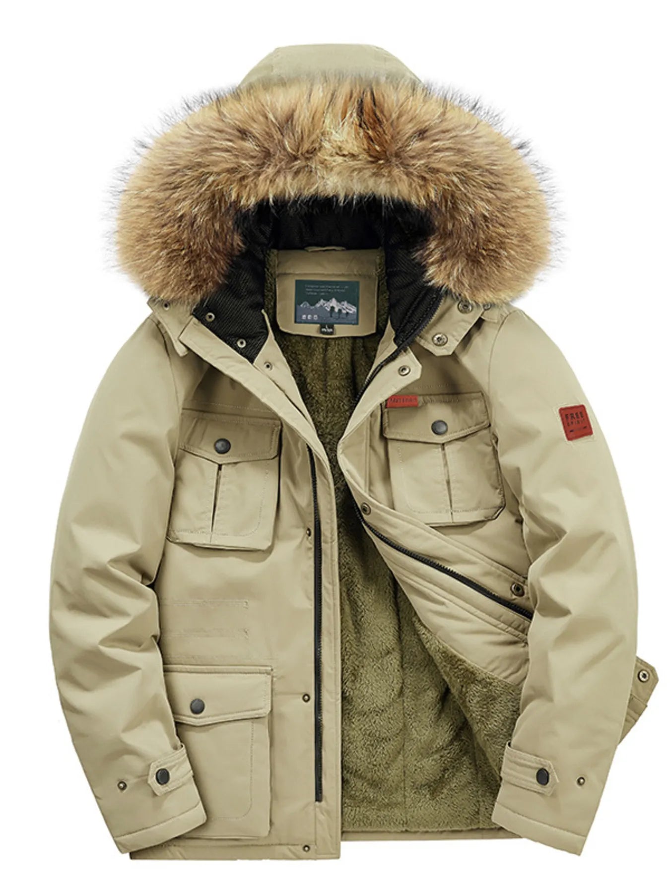 Men's Plus Size Fur Hooded Warm Winter Coat - PBNJ FASHIONS