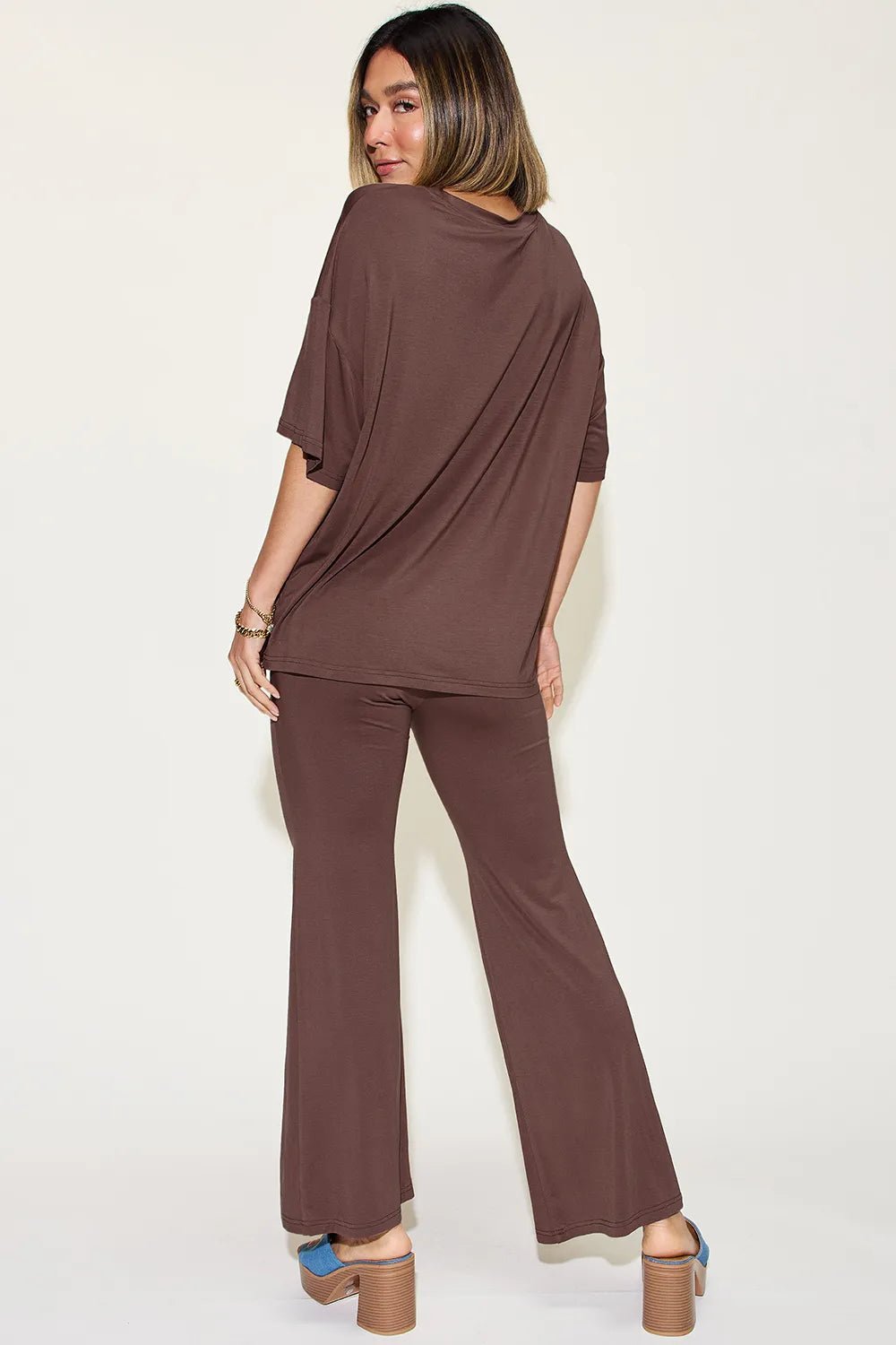 Basic Bae Full Size Bamboo Drop Shoulder T-Shirt and Flare Pants Set - PBNJ FASHIONS