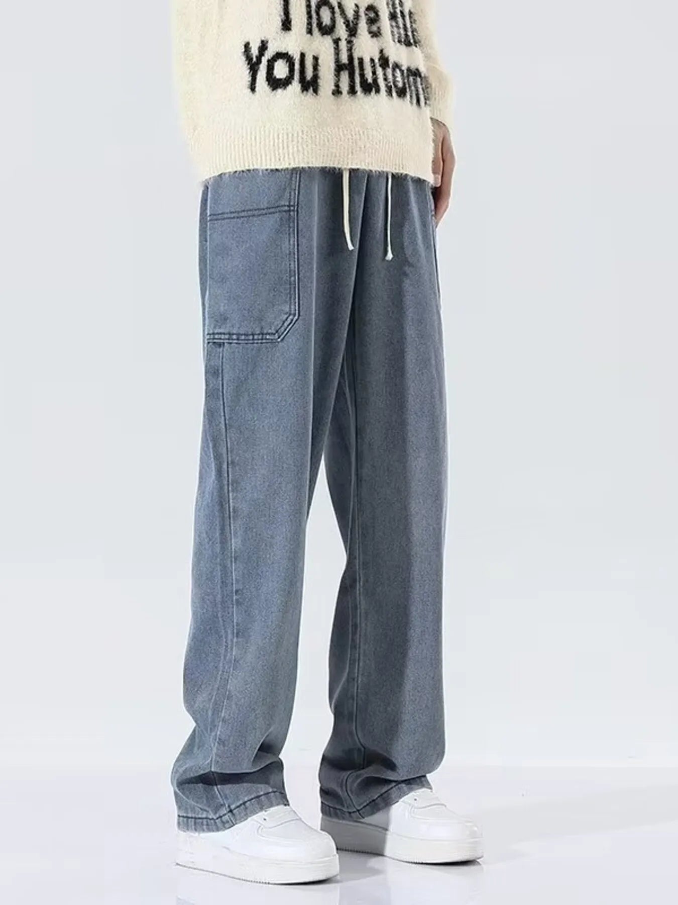 Men's Full Size Drawstring Wide Leg Jeans Plus Size - PBNJ FASHIONS