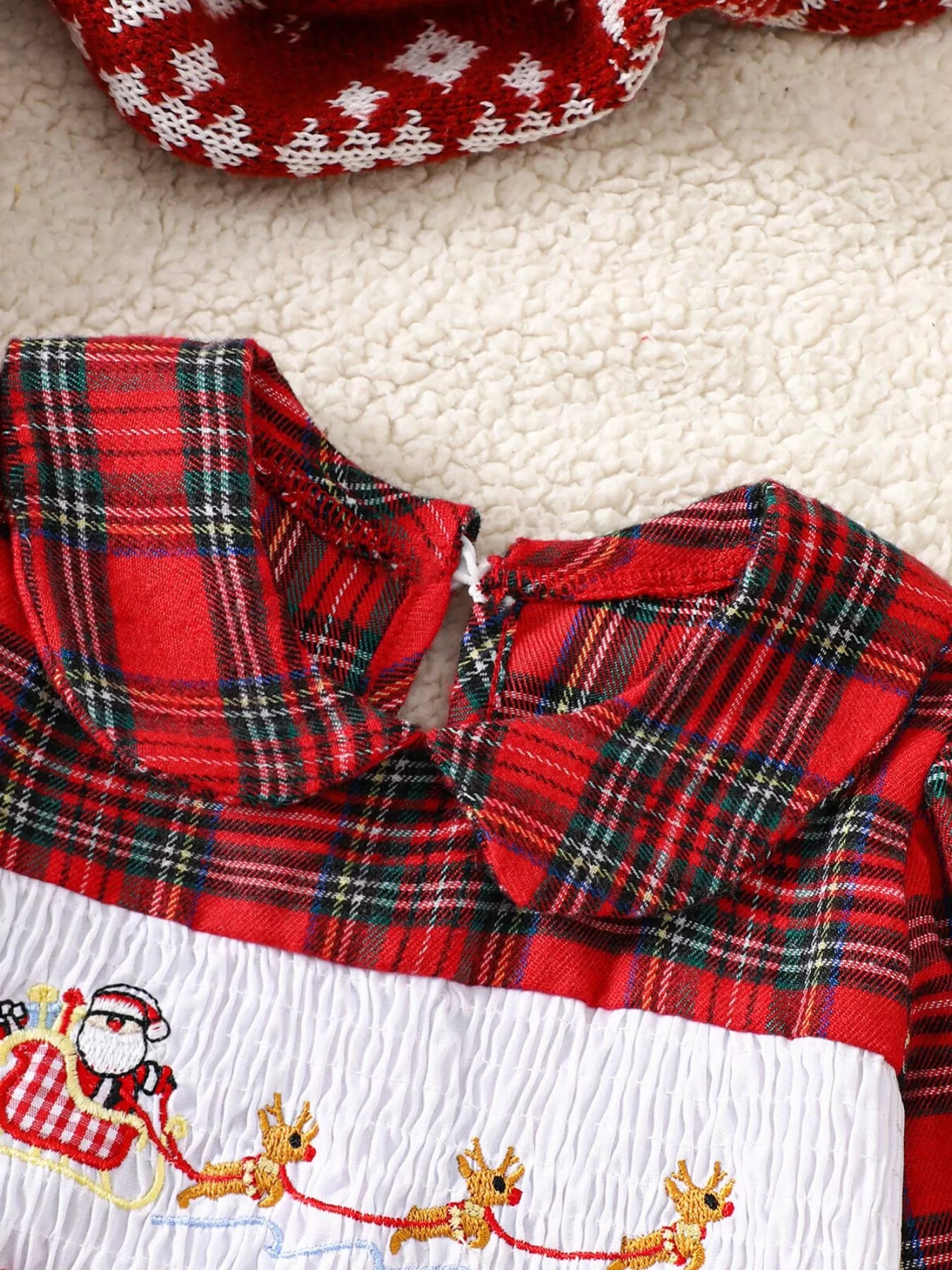Children's Christmas Plaid Embroidered Smocked Dress - PBNJ FASHIONS