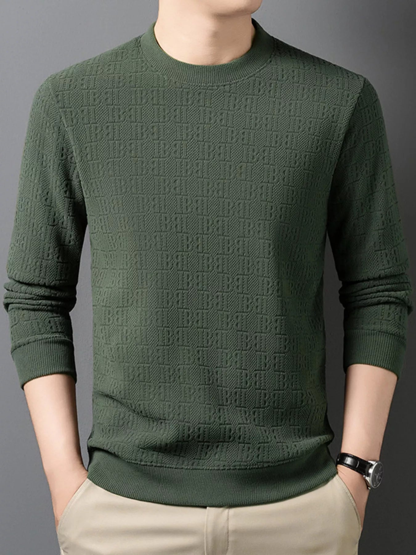 Men's Plus Size Textured Pattern Slim Fit Sweater - PBNJ FASHIONS