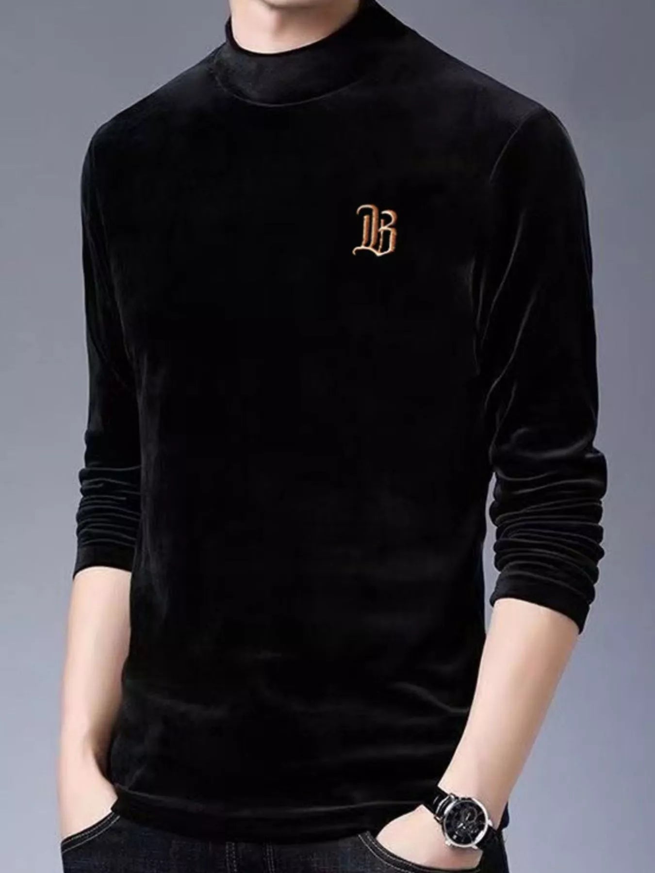 Men's Plus Size Mock Neck Long Sleeve Top - PBNJ FASHIONS