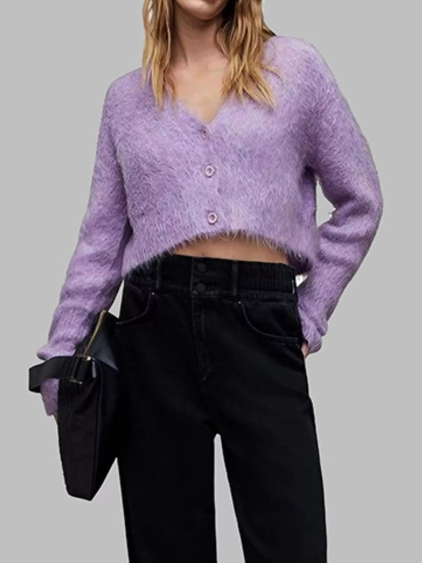 Fluffy Knit Cropped Cardigan - PBNJ FASHIONS