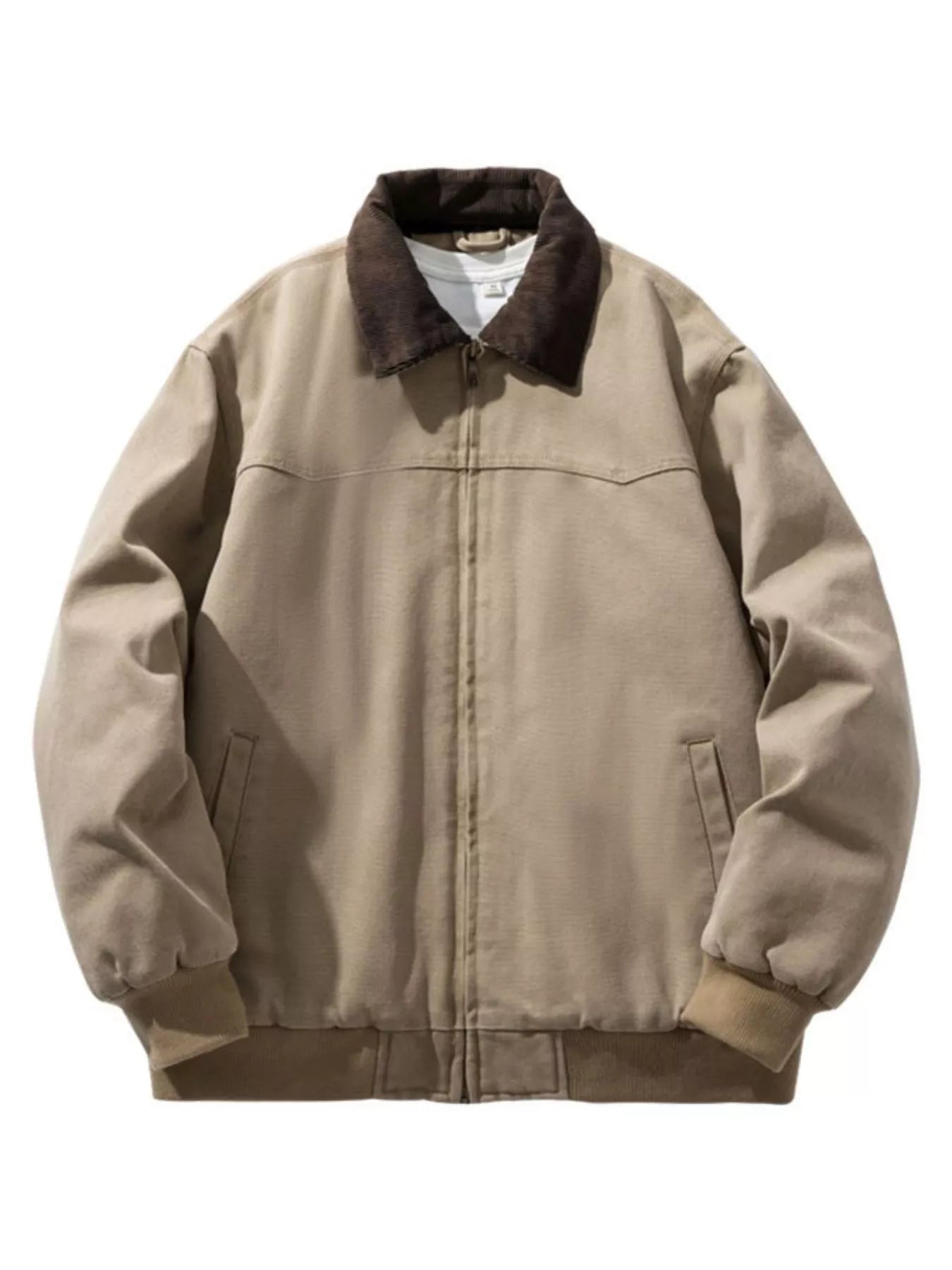 Men's Plus Size Corduroy Collar Zip - Up Jacket - PBNJ FASHIONS