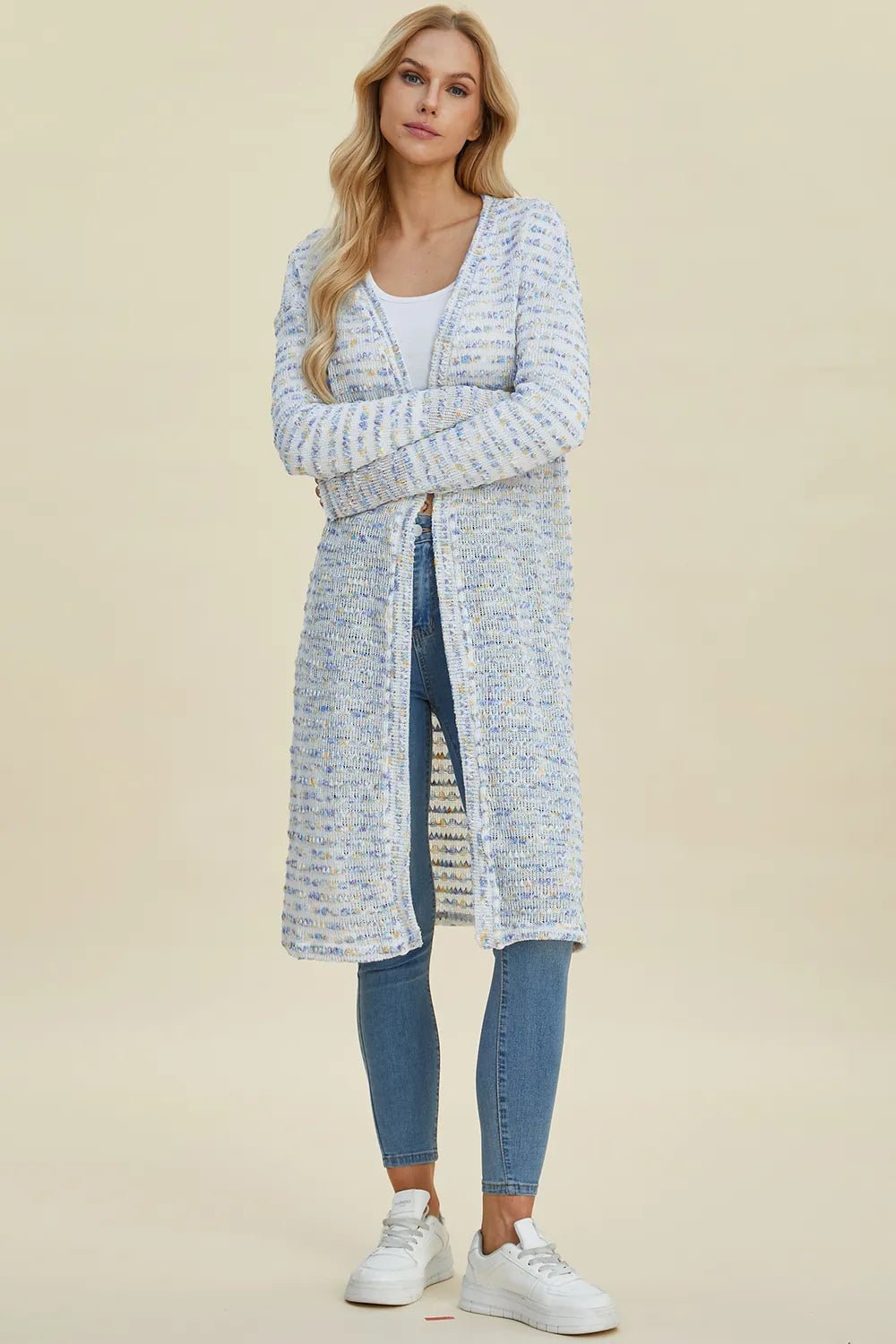 Double Take Full Size Open Front Longline Cardigan - PBNJ FASHIONS