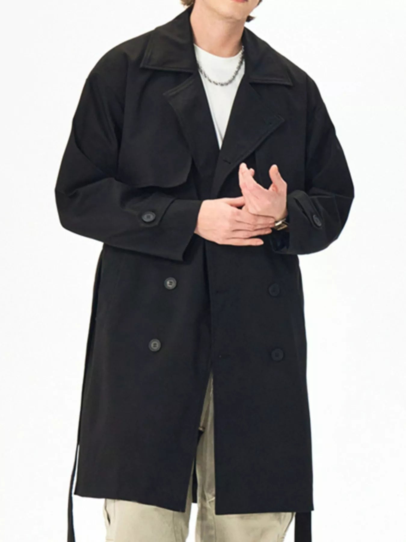Men's Full Size Double - Breasted Trench Coat Plus Size - PBNJ FASHIONS