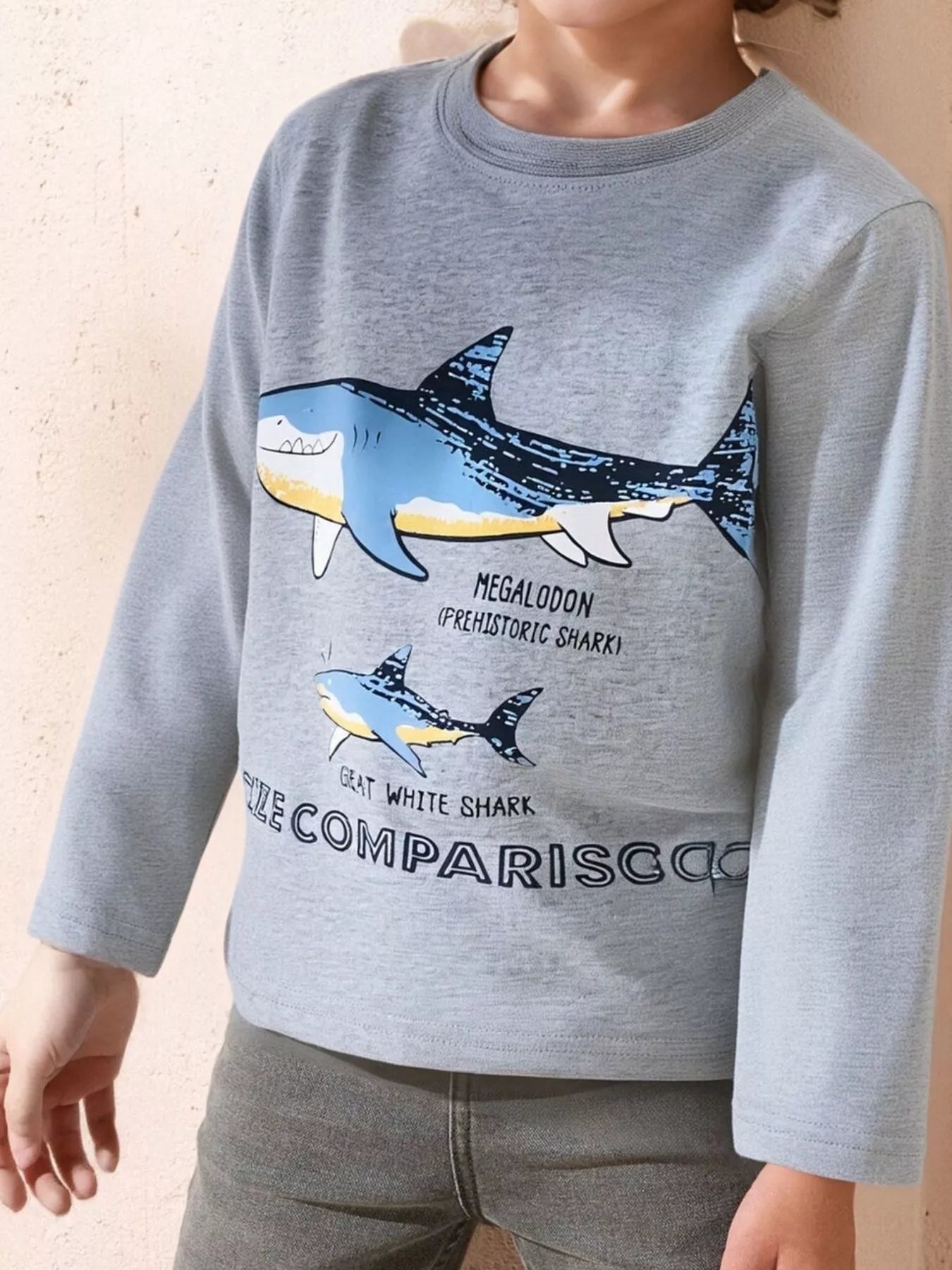 Children's Long Sleeve Shark Graphic T-Shirt - PBNJ FASHIONS