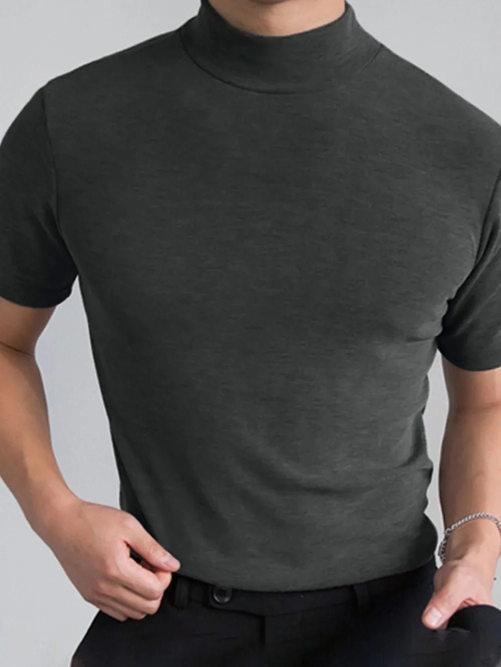 Men's Full Size Mock Neck Short Sleeve T-Shirt Plus Size - PBNJ FASHIONS