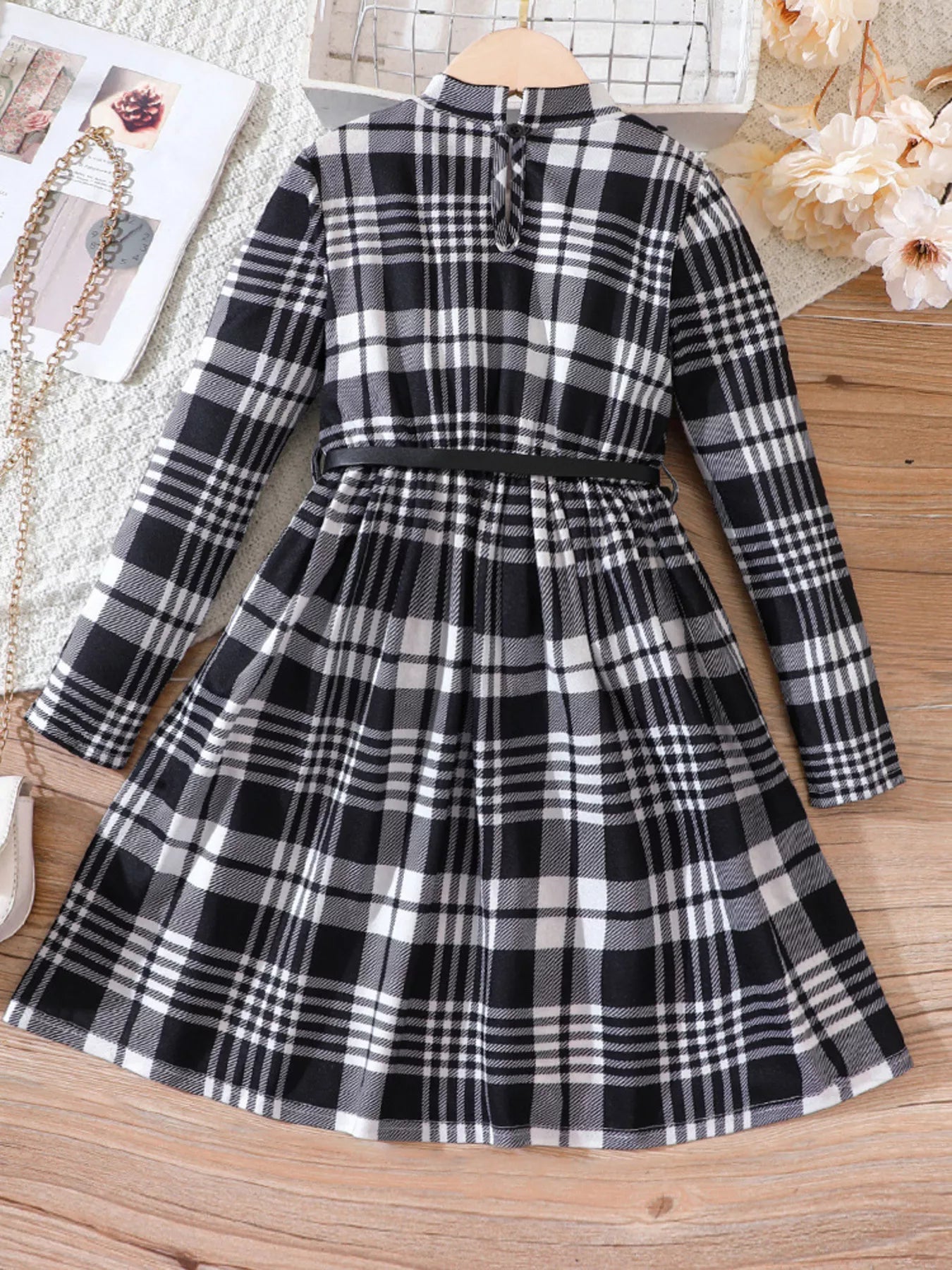 Children's Plaid Print Long Sleeve Dress - PBNJ FASHIONS
