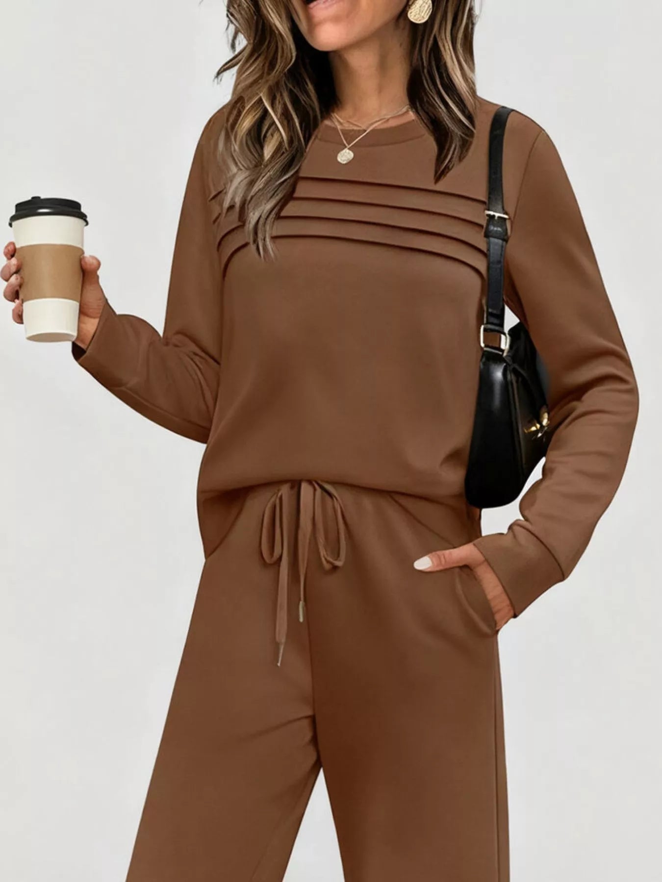 Full Size Casual Long Sleeve Top and Pants Set Plus Size - PBNJ FASHIONS