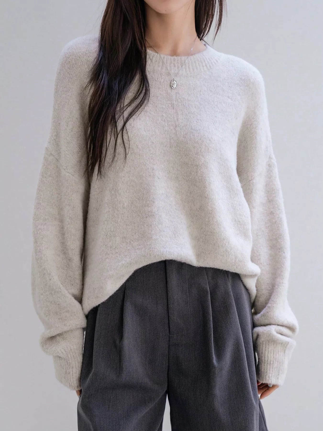 Full Size Cozy Knit Round Neck Oversized Sweater Plus Size - PBNJ FASHIONS