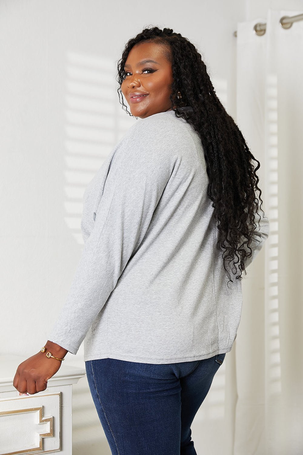 Double Take Seam Detail Round Neck Long Sleeve Top - PBNJ FASHIONS
