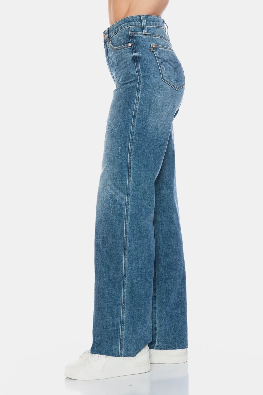 Judy Blue Full Size Tummy Control Cut Raw Hem Straight Jeans - PBNJ FASHIONS