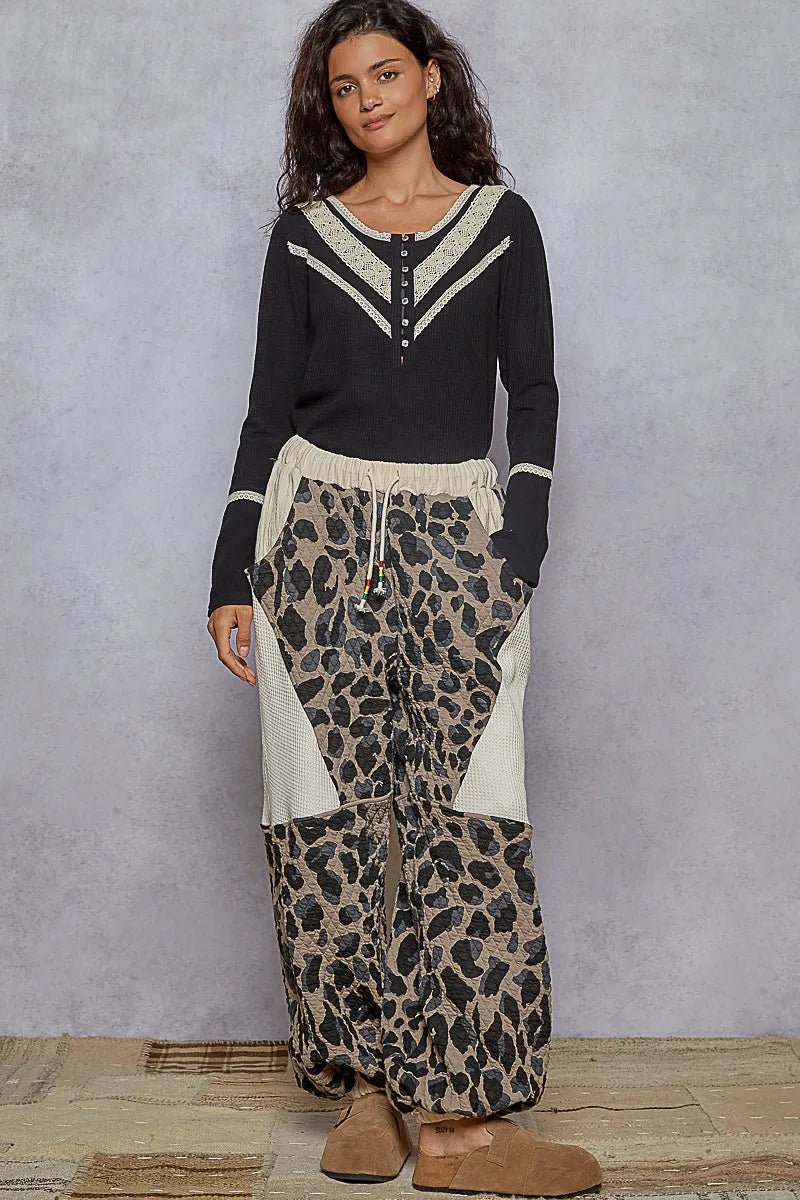 POL Ribbed Half Button Lace Detail Knit Top - PBNJ FASHIONS