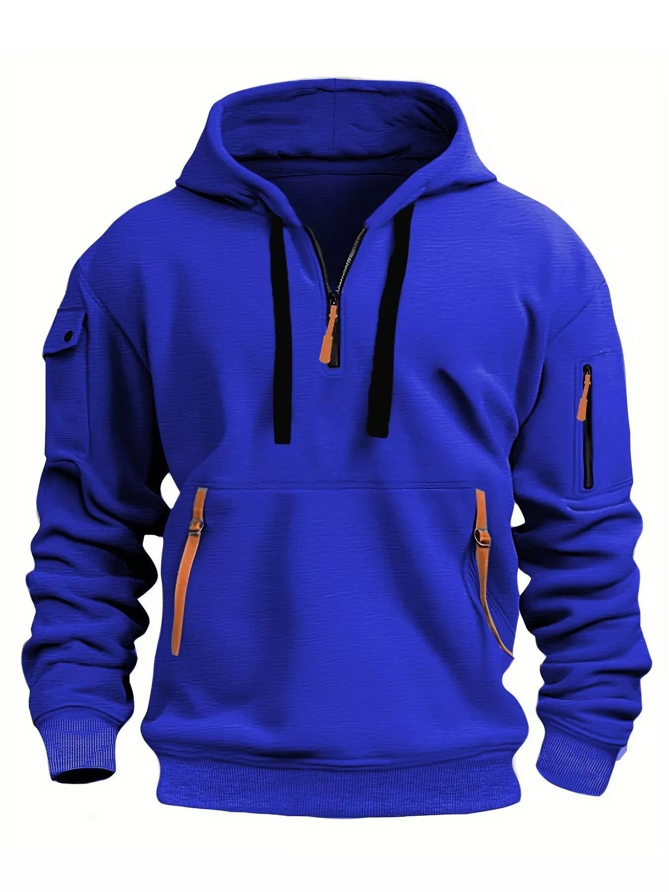 Men's Full Size Drawstring Half - Zip Pocket Hoodie Plus Size - PBNJ FASHIONS