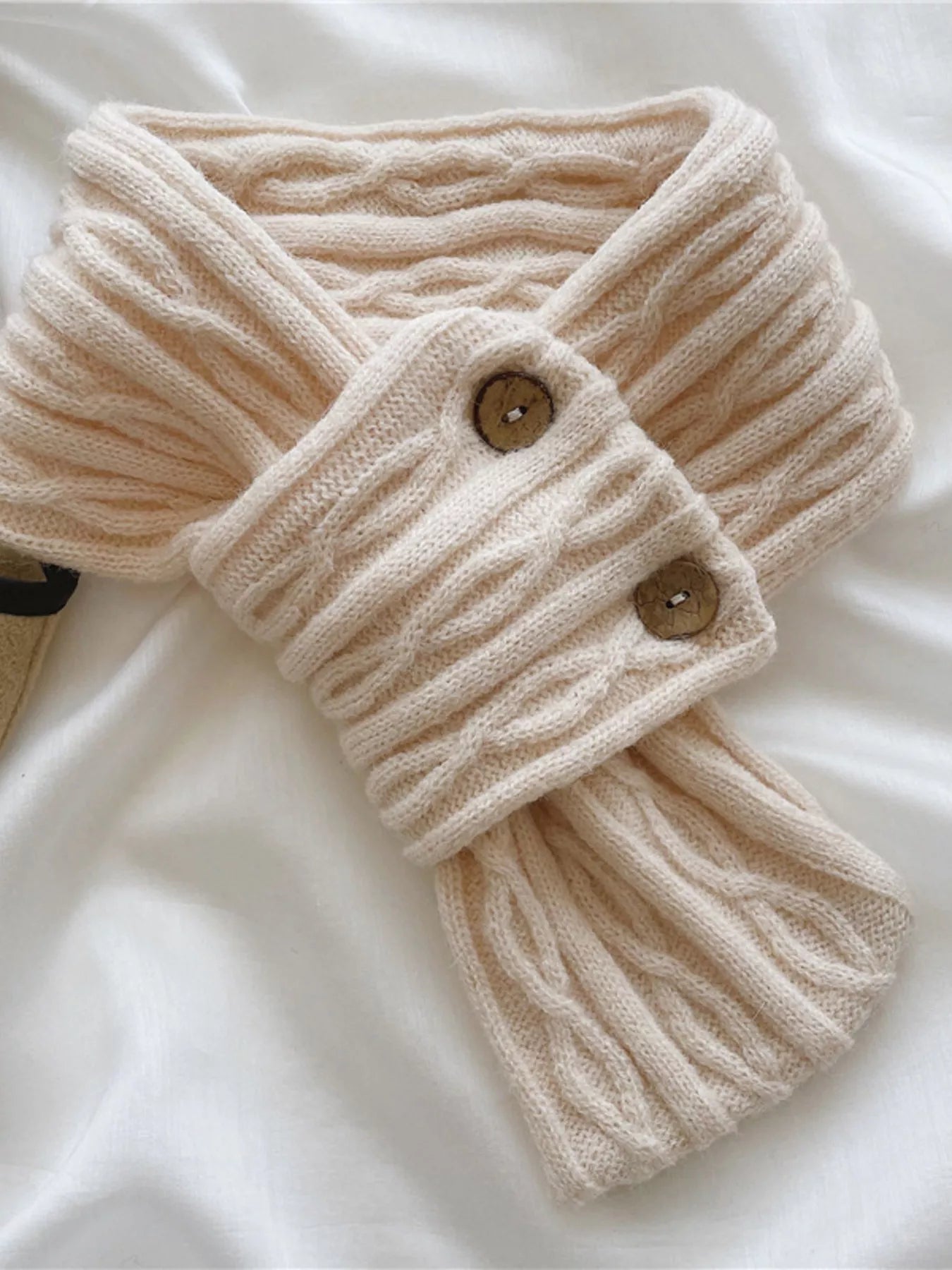 Button - Accent Knitted Winter Scarf - PBNJ FASHIONS