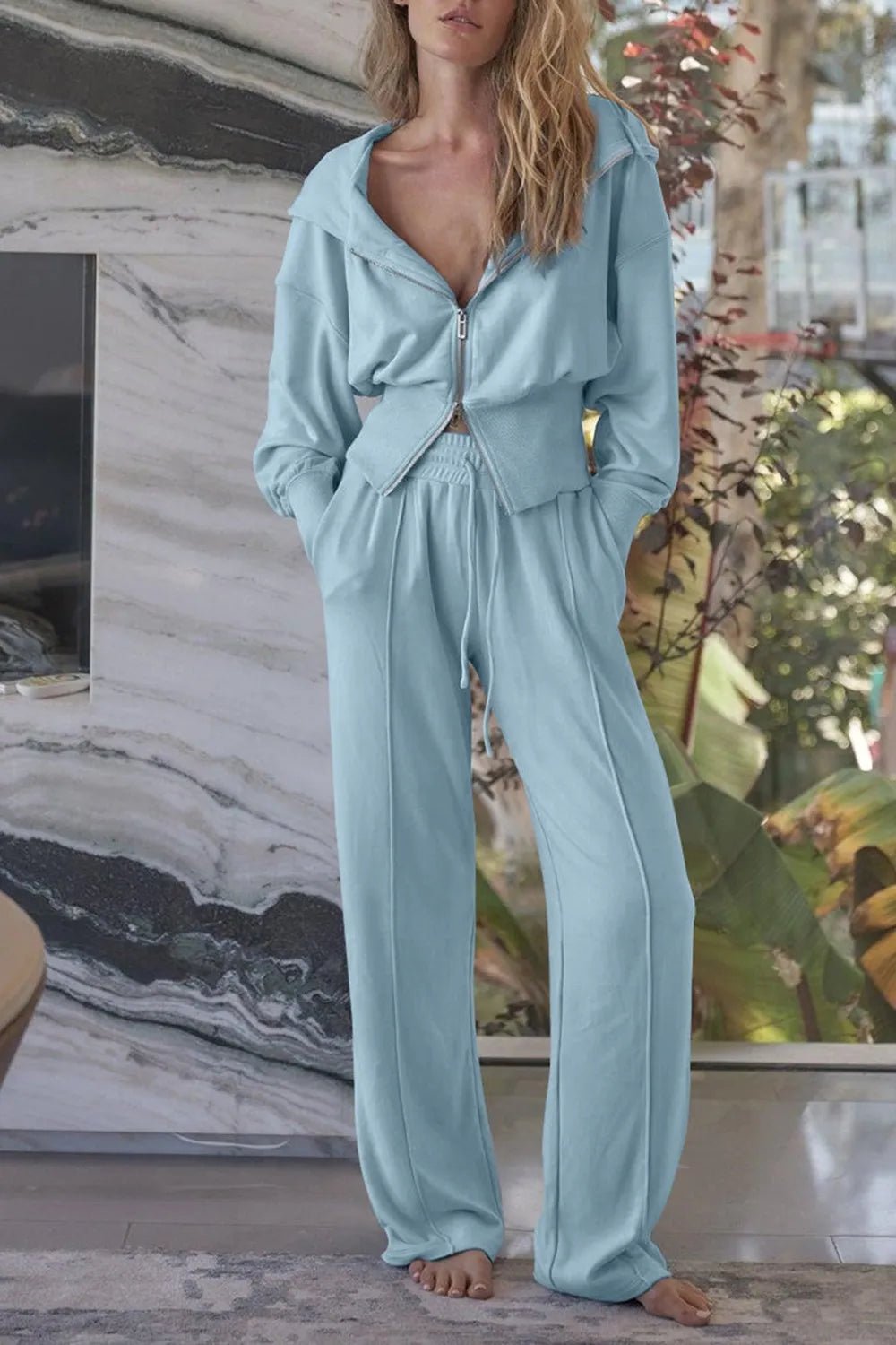 Zip - Up Hoodie and Pants Active Set - PBNJ FASHIONS