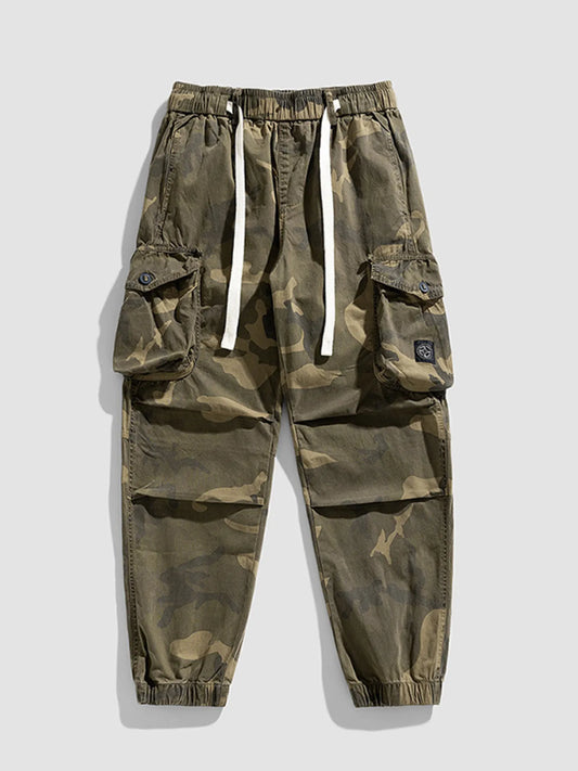 Men's Plus Size Camouflage Cargo Pants with Drawstring - PBNJ FASHIONS