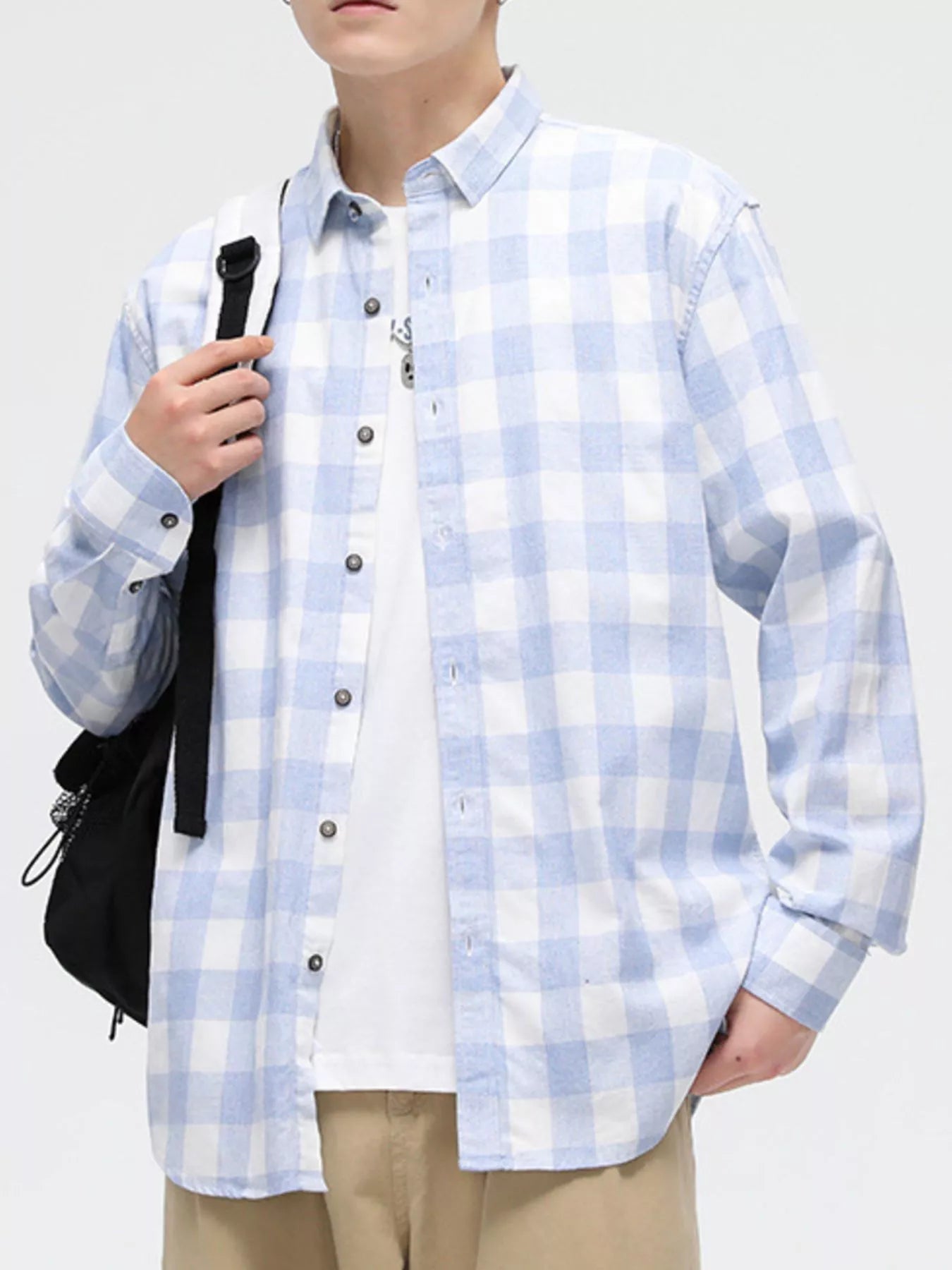 Men's Full Size Casual Plaid Button Up Shirt Plus Size - PBNJ FASHIONS