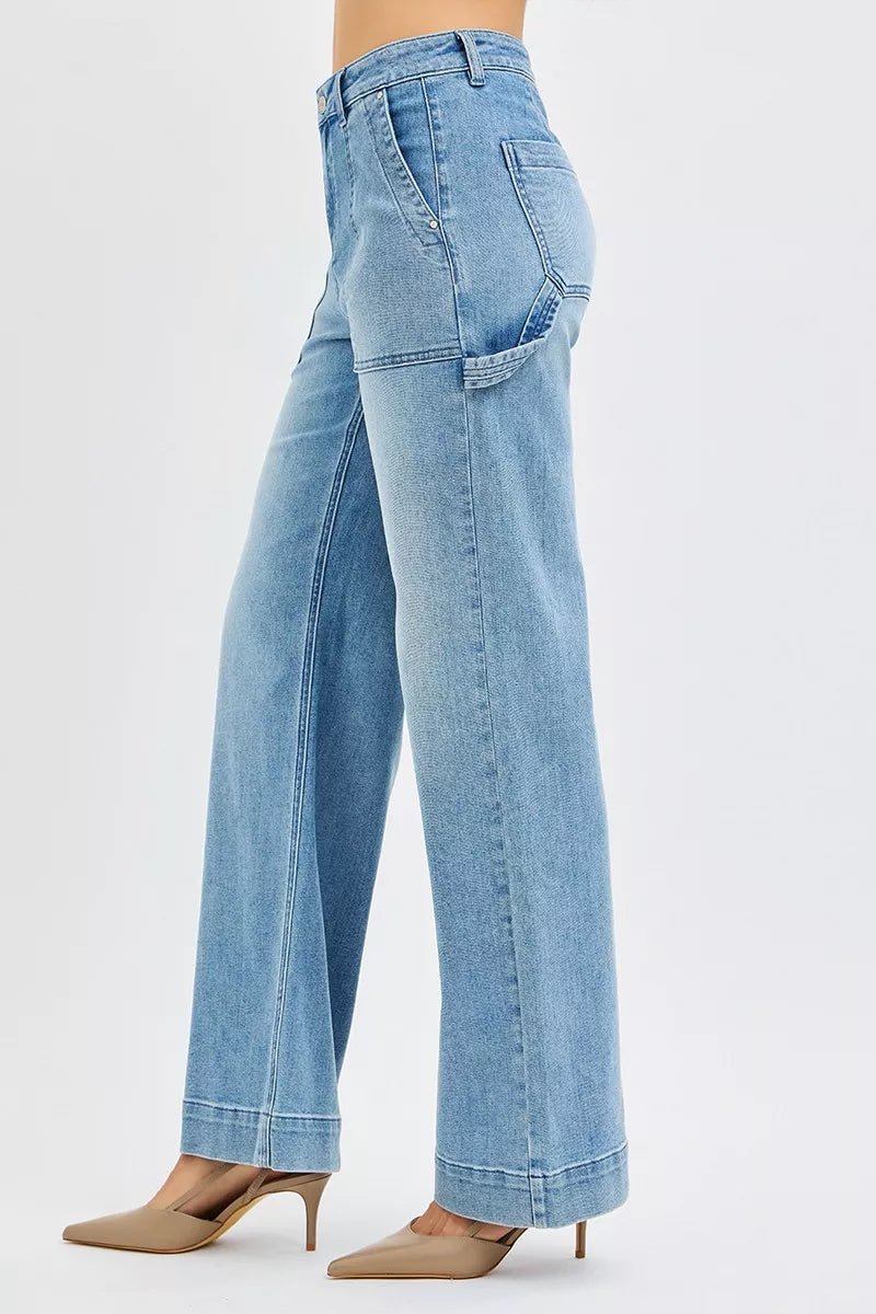 RISEN Full Size High Rise Straight Leg Jeans with Front Pockets Plus Size - PBNJ FASHIONS