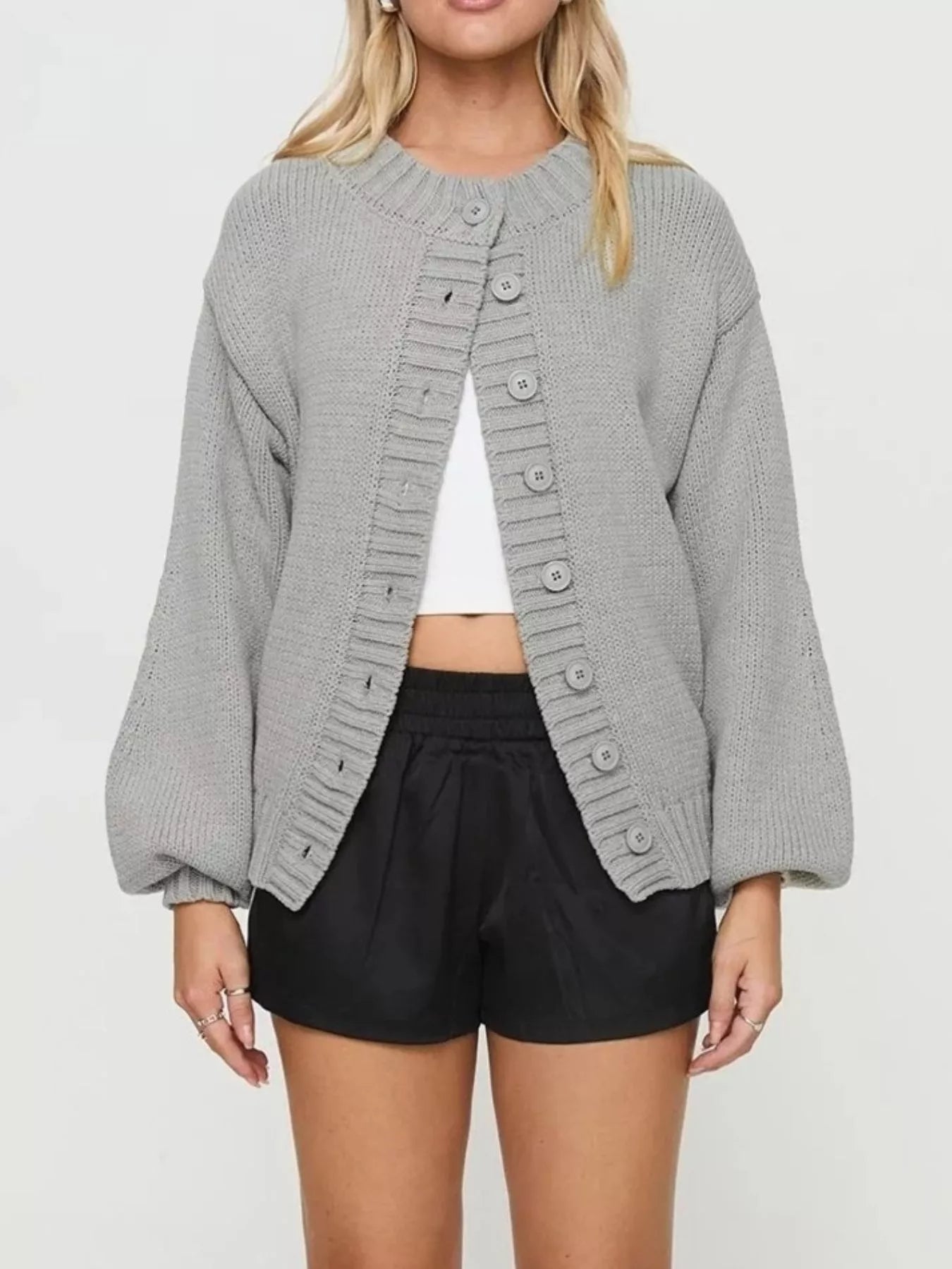 Full Size Button - Down Knit Cardigan Plus Size - PBNJ FASHIONS