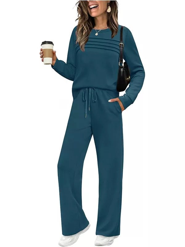 Full Size Casual Long Sleeve Top and Pants Set Plus Size - PBNJ FASHIONS