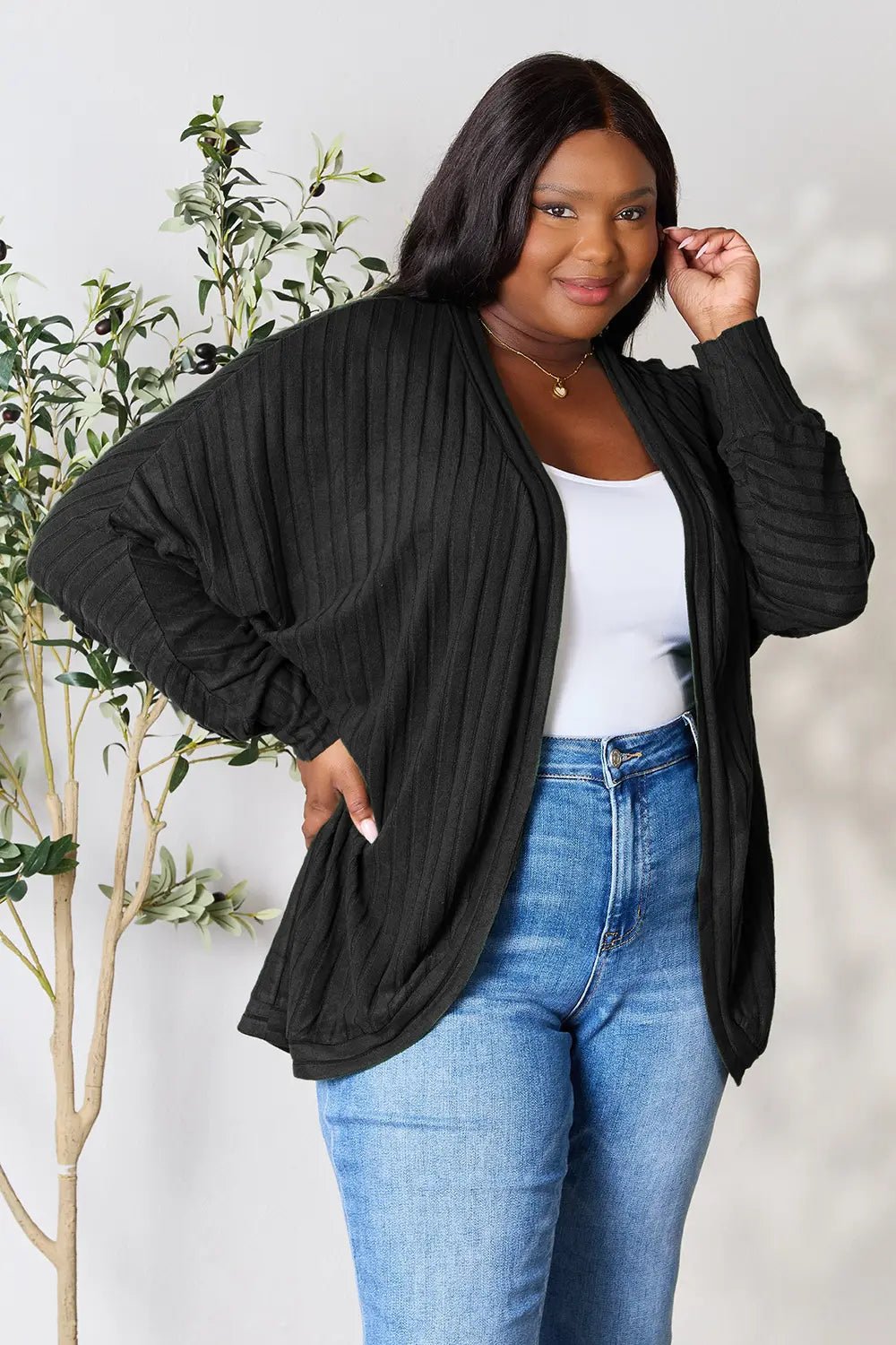 Basic Bae Full Size Ribbed Cocoon Cardigan - PBNJ FASHIONS