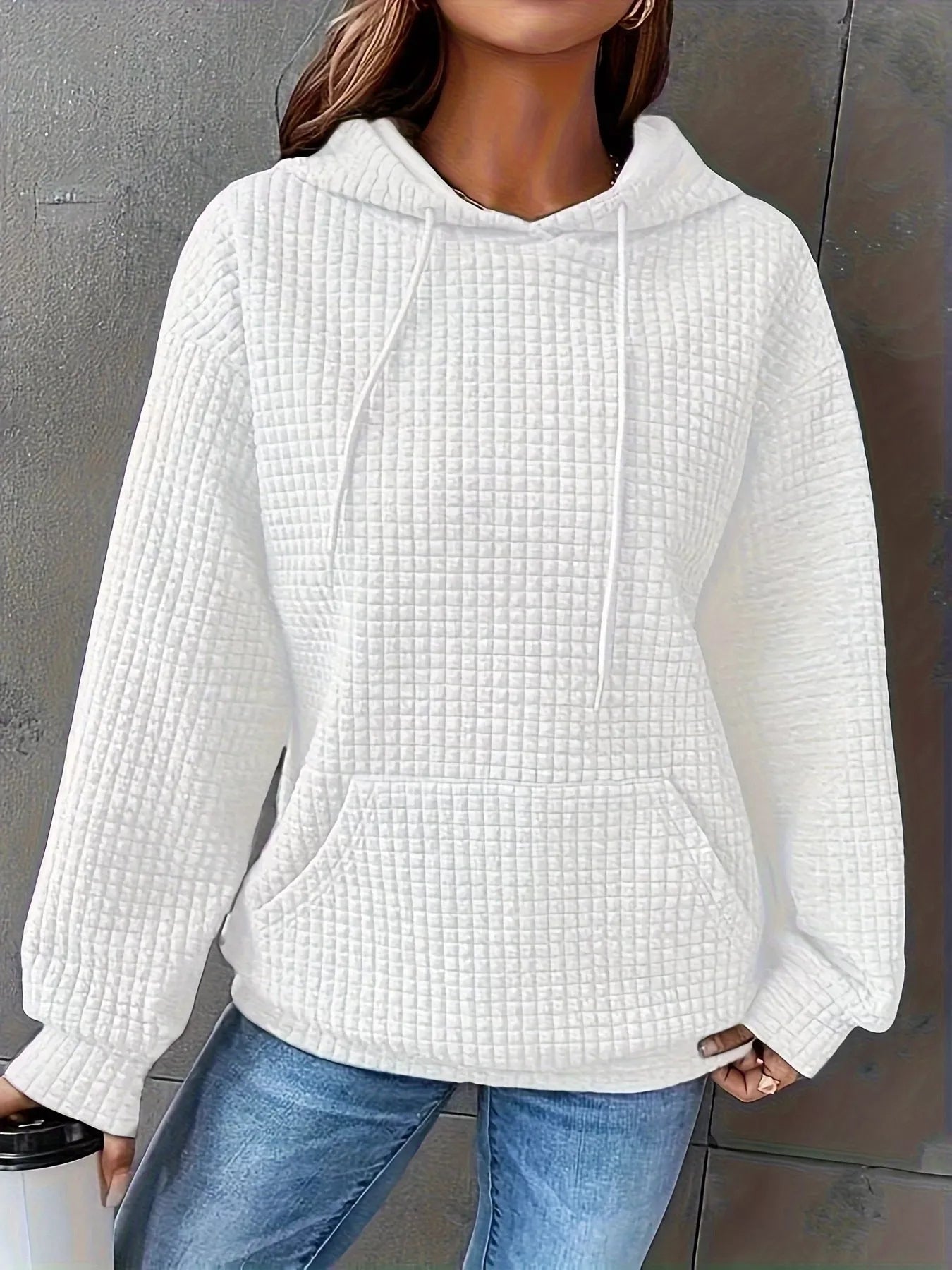 Textured Knit Drawstring Hoodie - PBNJ FASHIONS