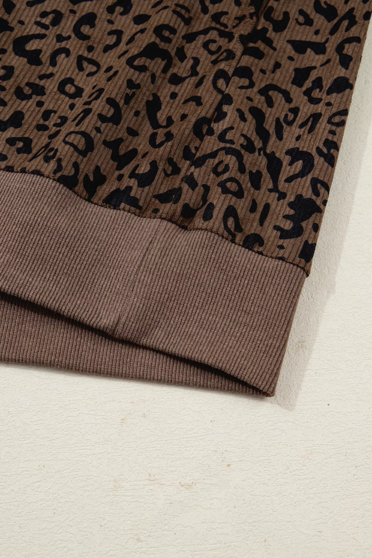 Leopard Print Quarter Zip Corduroy Sweatshirt - PBNJ FASHIONS
