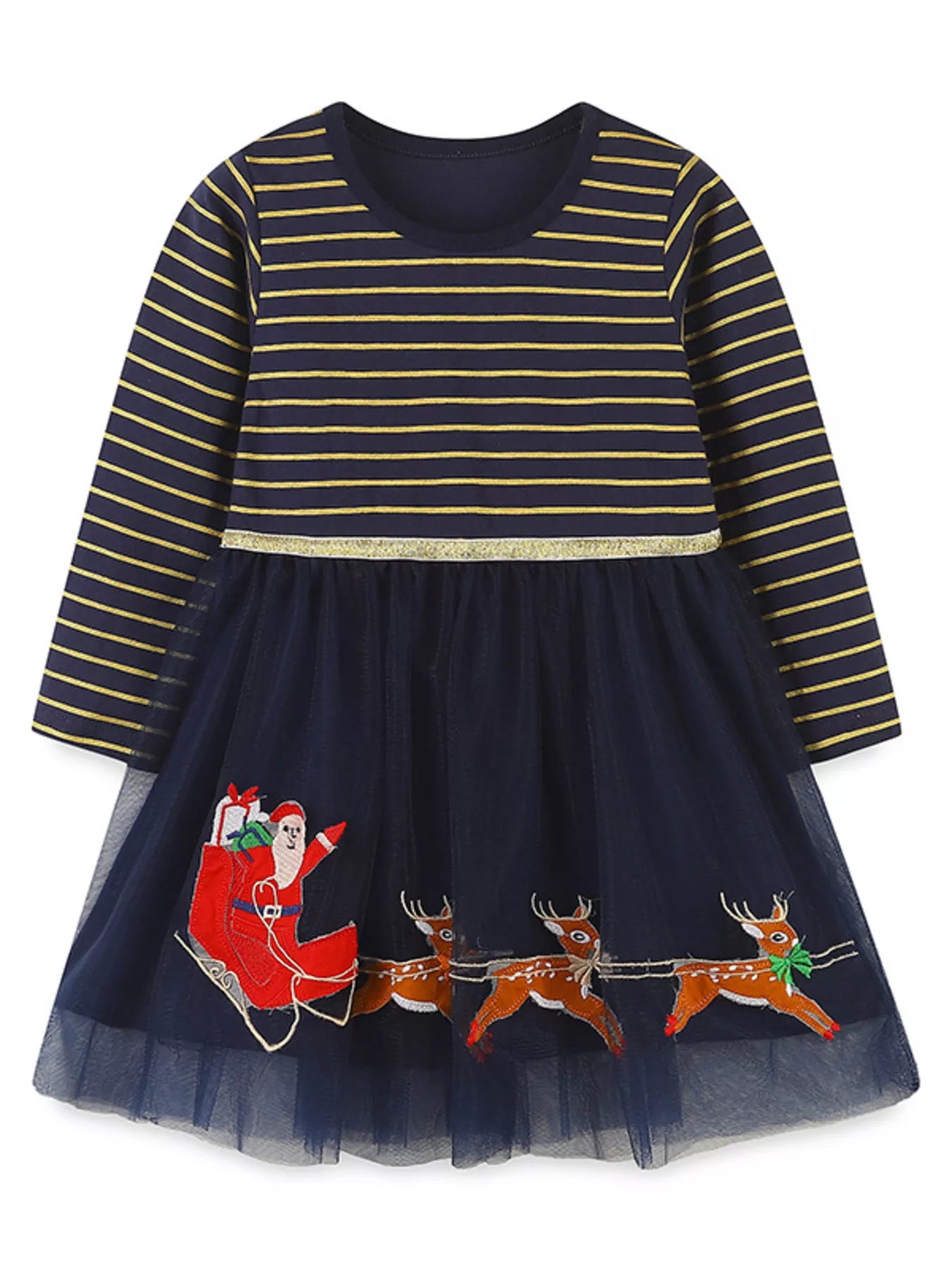 Children's Christmas Santa & Reindeer Tulle Dress - PBNJ FASHIONS