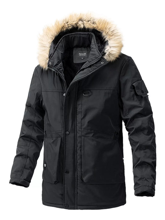 Men's Plus Size Fur Hooded Winter Parka Coat - PBNJ FASHIONS