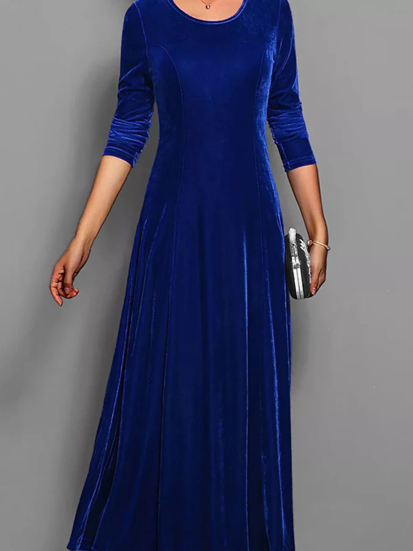 Velvet Long Sleeve A - Line Dress - PBNJ FASHIONS