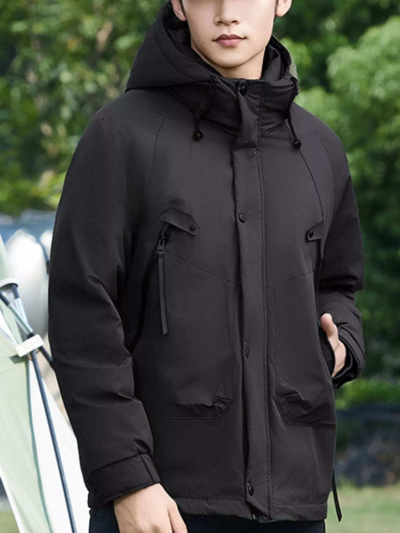 Men's Plus Size Hooded Snap Down Jacket - PBNJ FASHIONS