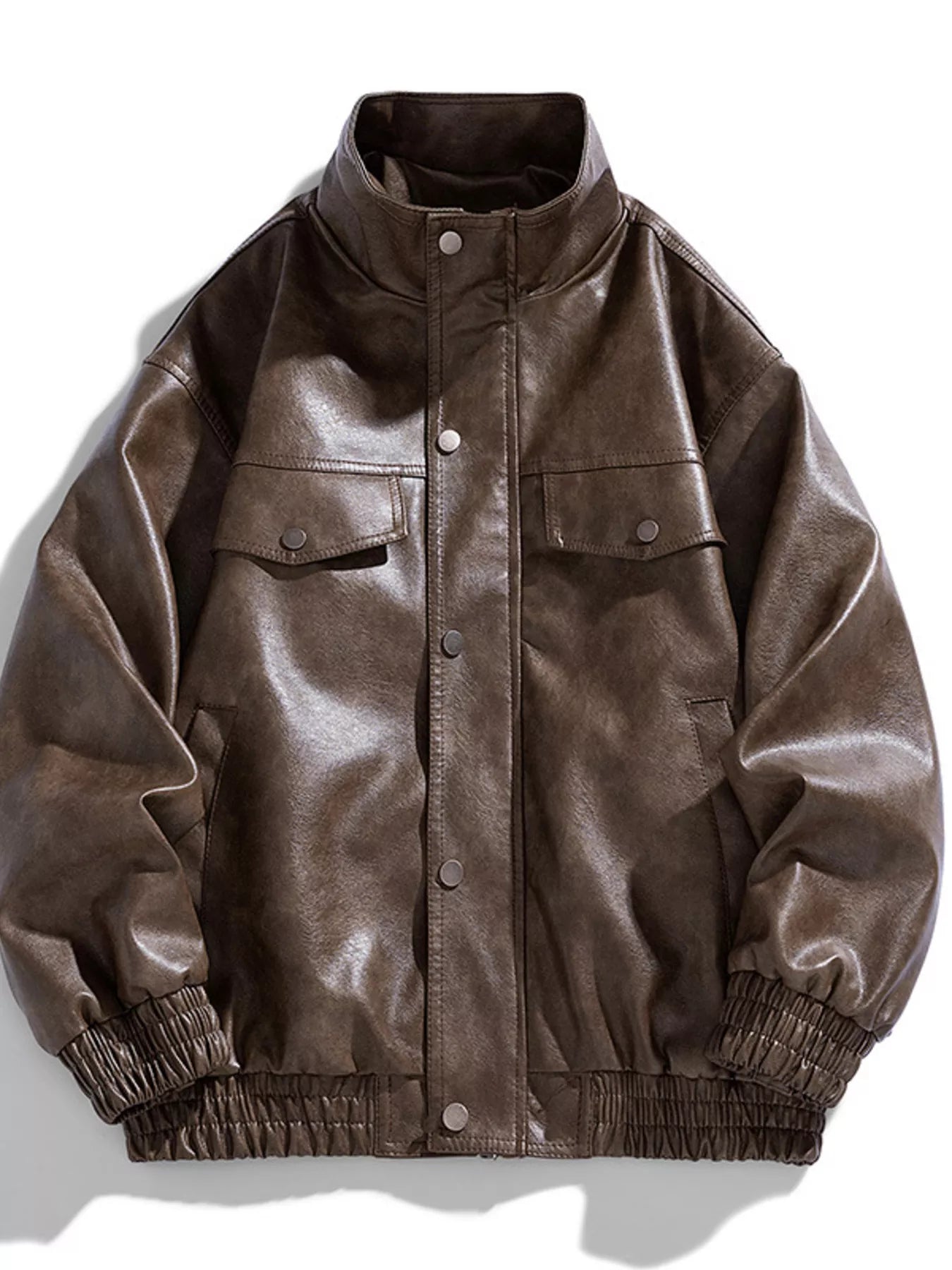Men's Plus Size Leather Bomber Jacket - PBNJ FASHIONS