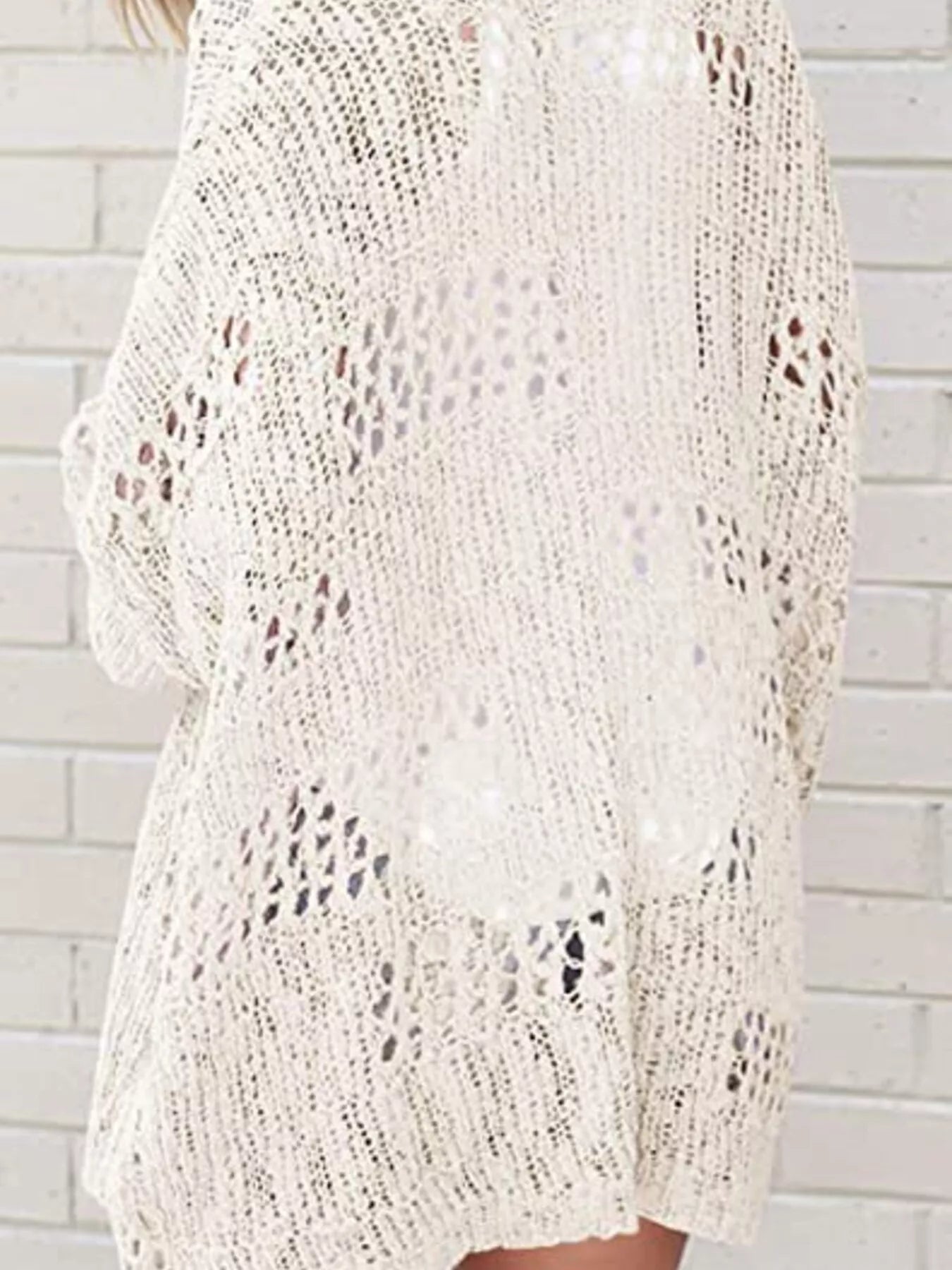 Full Size Openwork Open Front Lightweight Cardigan Plus Size - PBNJ FASHIONS